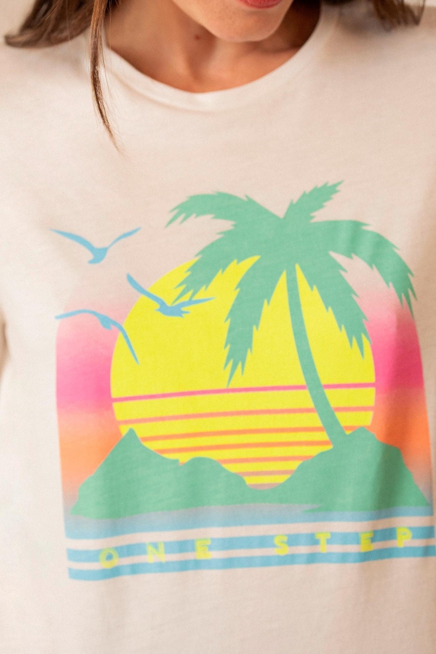 MAMBO - WHITE T-SHIRT WITH FLUORESCENT PALM TREE 2