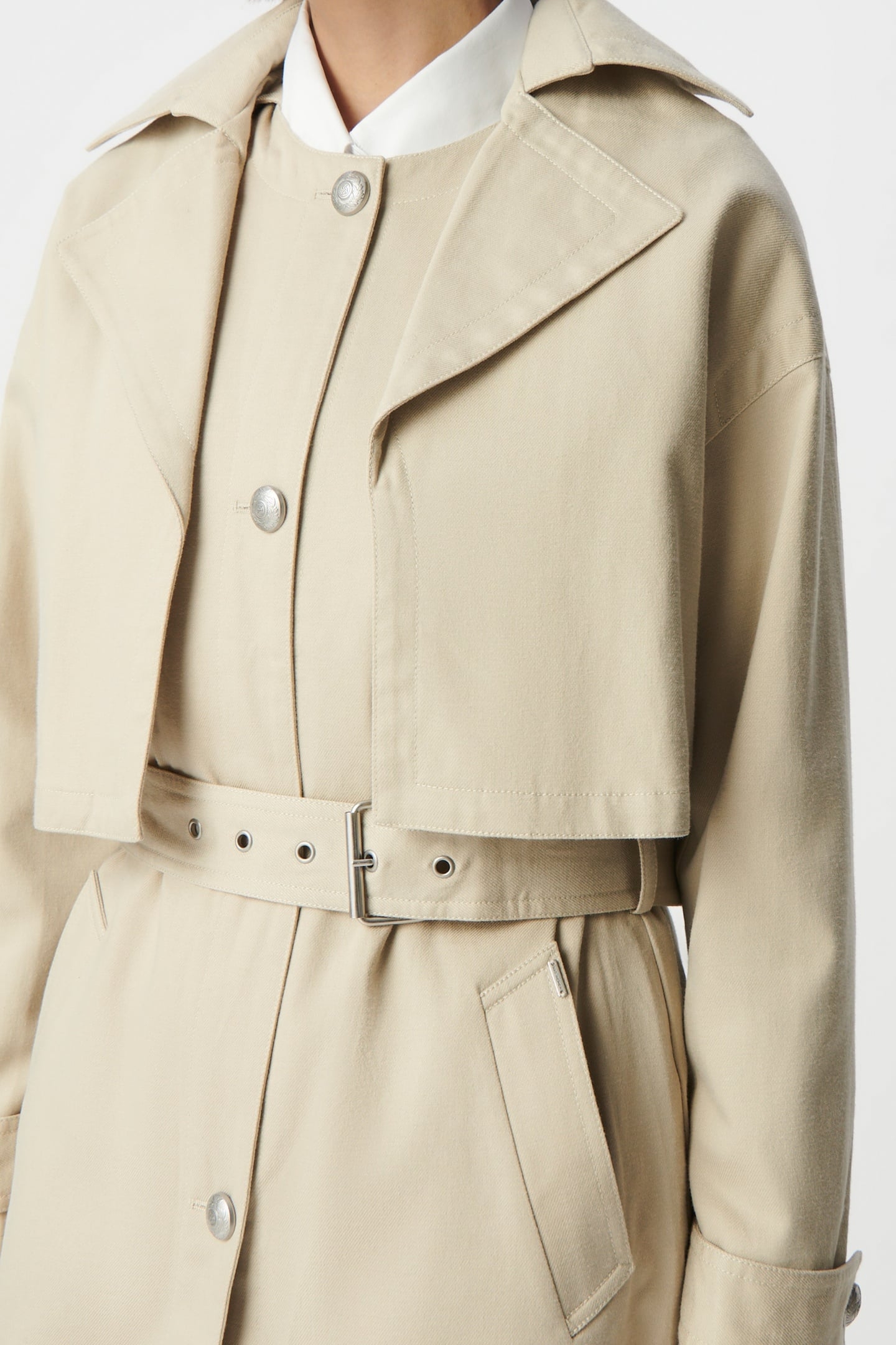 BEIGE 2-IN-1 TRENCH COAT WITH REMOVABLE JACKET 8