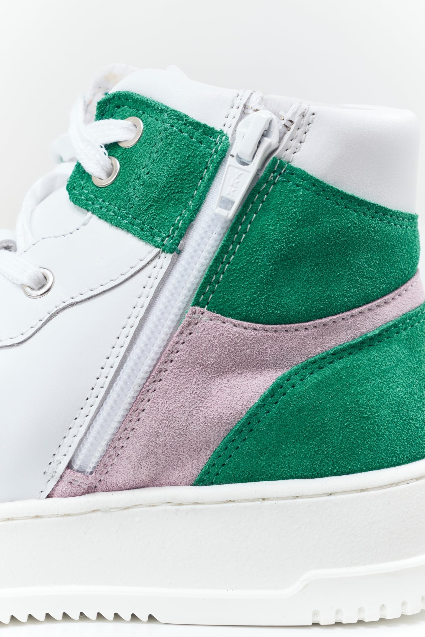 O.QUEEN - WHITE, GREEN & PINK LEATHER SNEAKERS 4