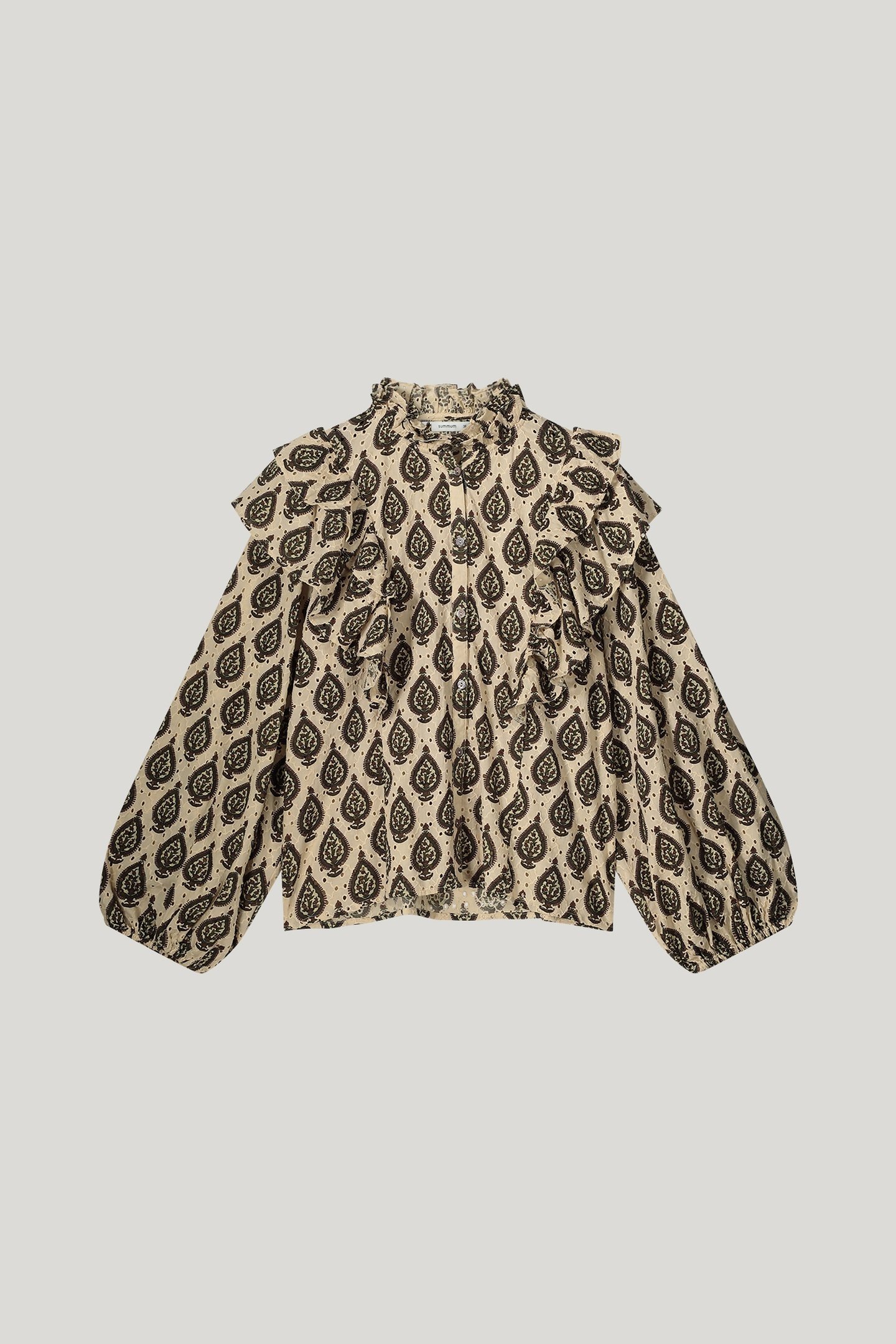 LONGSLEEVE BLOUSE PRINT BRODERY PEBBLE BEIGE 4