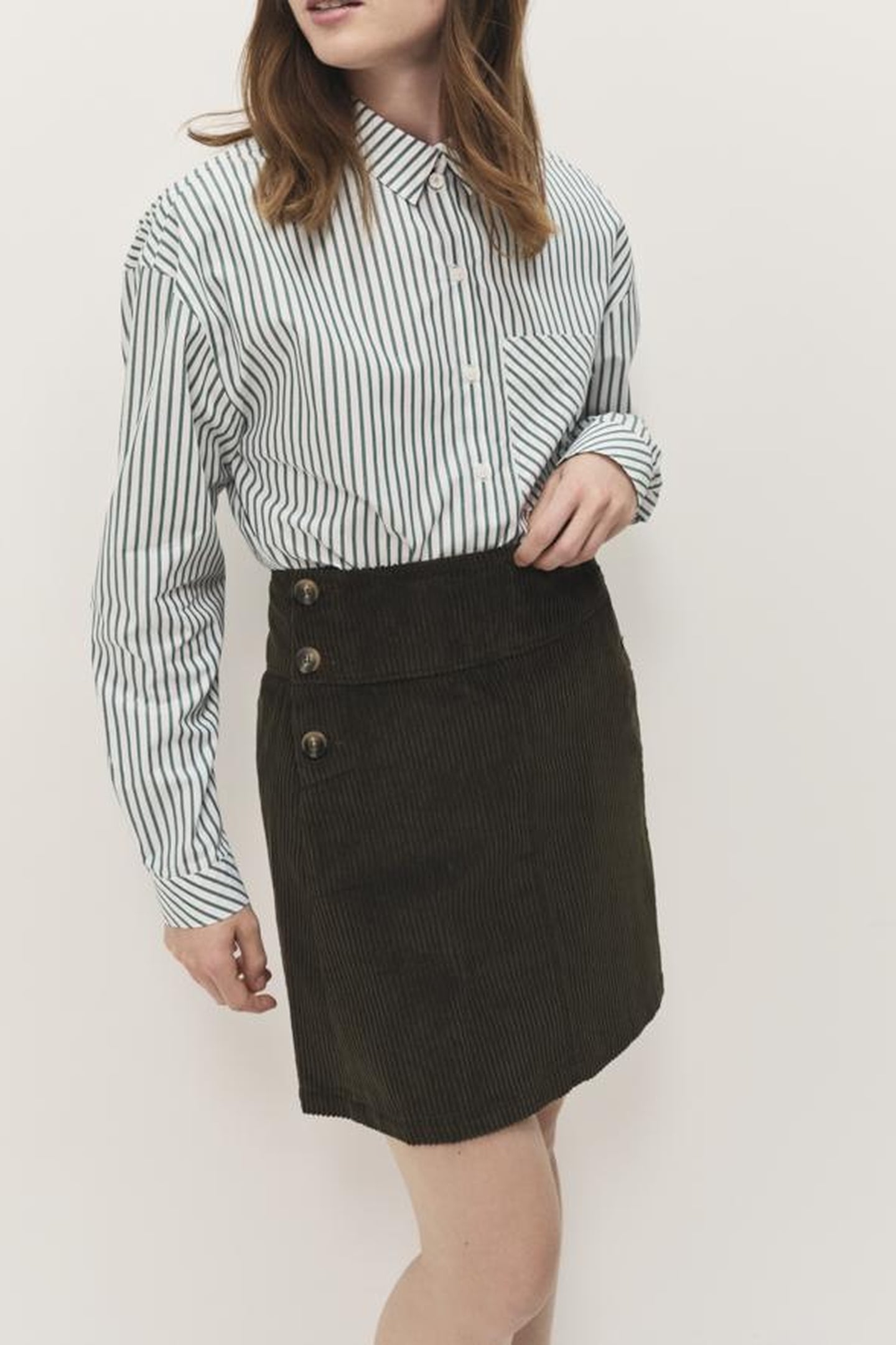 JUJU - SHORT KHAKI CORDUROY SKIRT 1