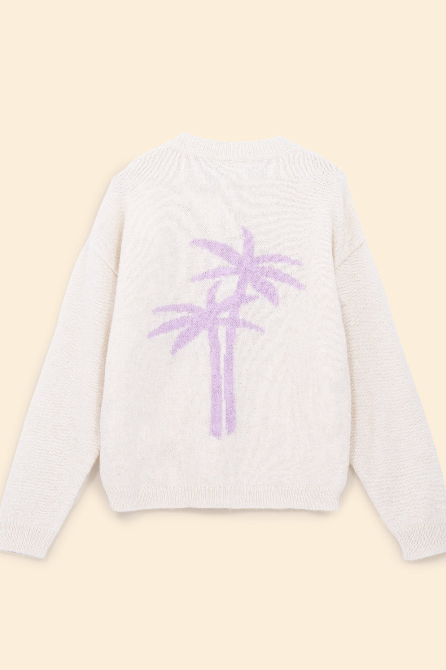 ECRU KNIT CARDIGAN WITH PALM TREES ON BACK OFF-WHITE 7