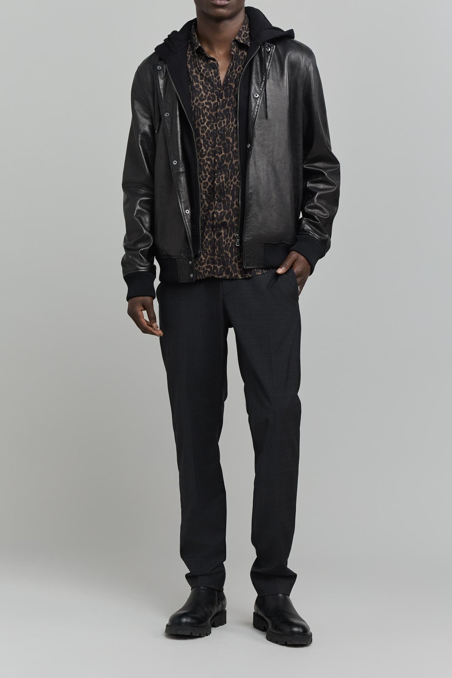 SLIM GREY LEOPARD PRINT SHIRT 3