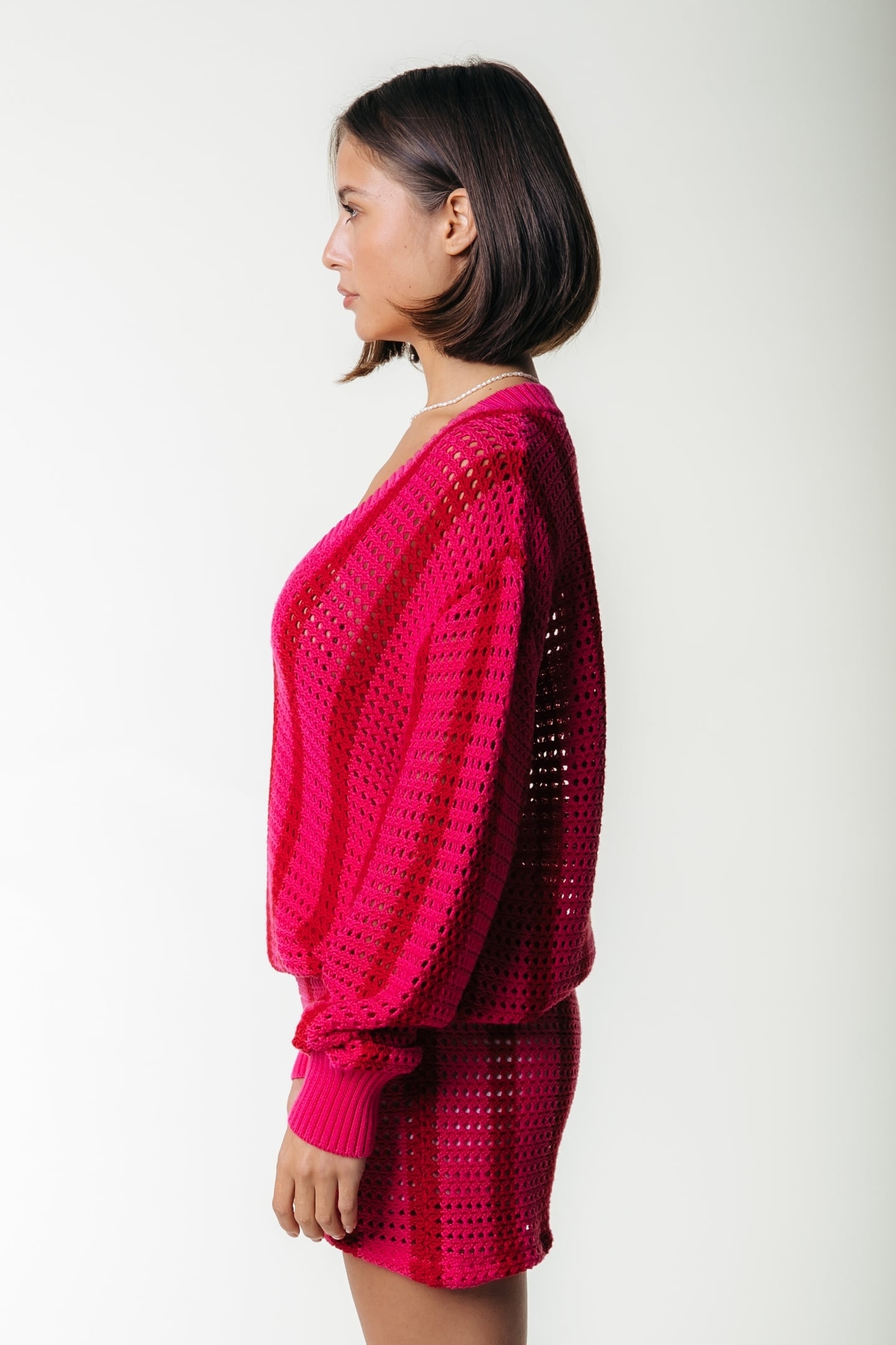 NOLITA CROCHET STRIPE SHORT MEDIUM BRIGHT PINK 3