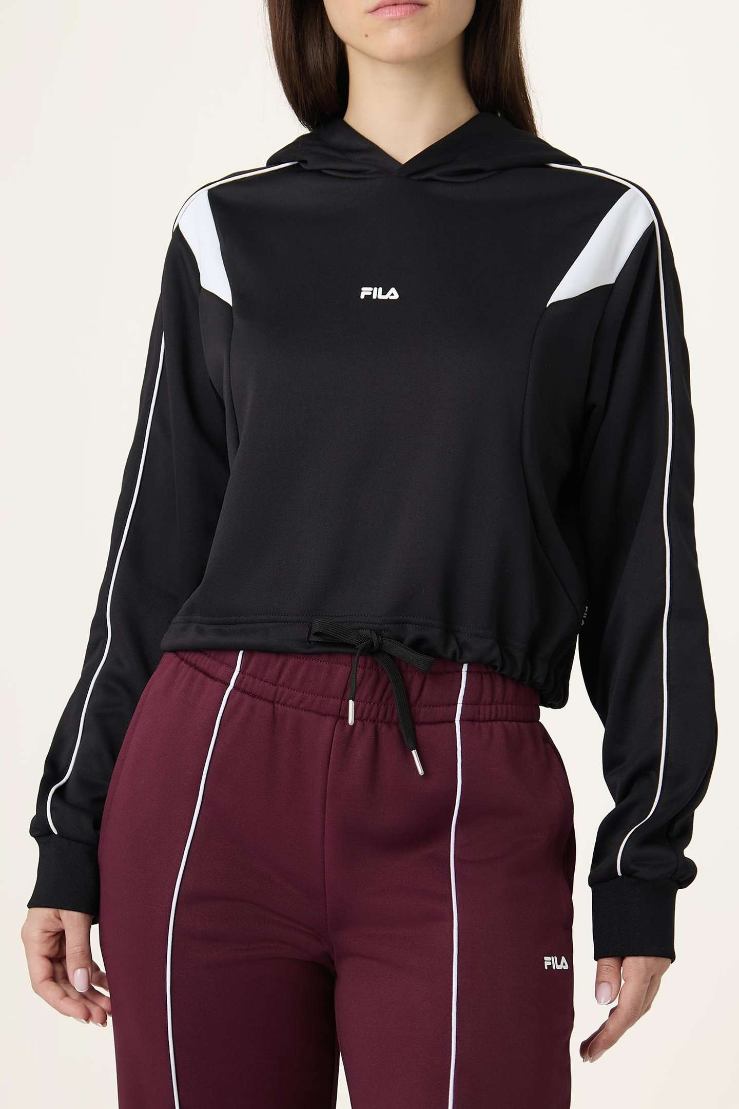 RIVOLI RELAXED CROPPED GRAPHIC HOODIE BLACK-BRIGHT WHITE 1