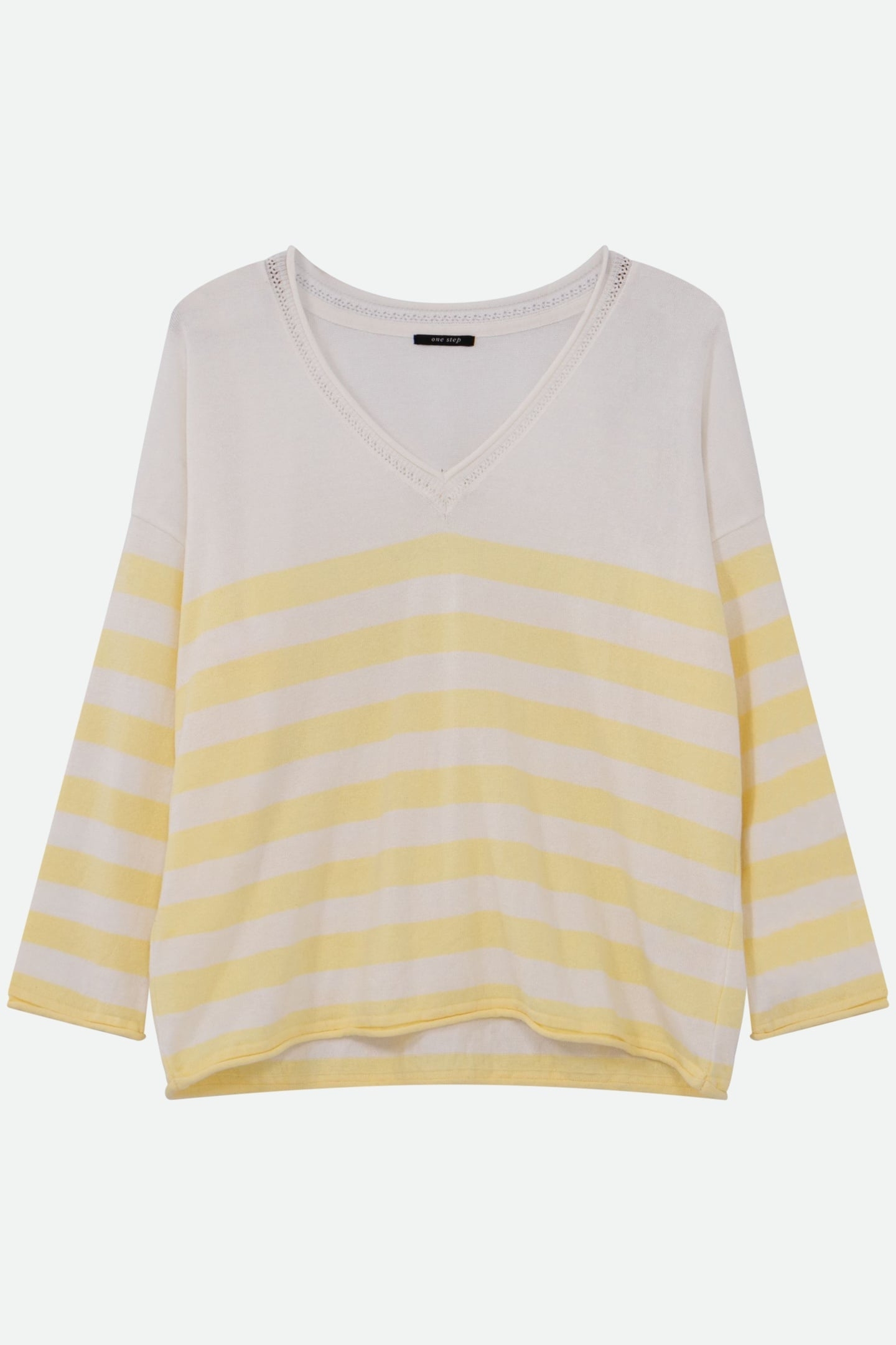 TZAR - ECRU SWEATER WITH YELLOW STRIPED KNIT INTARSIA DANCER 4