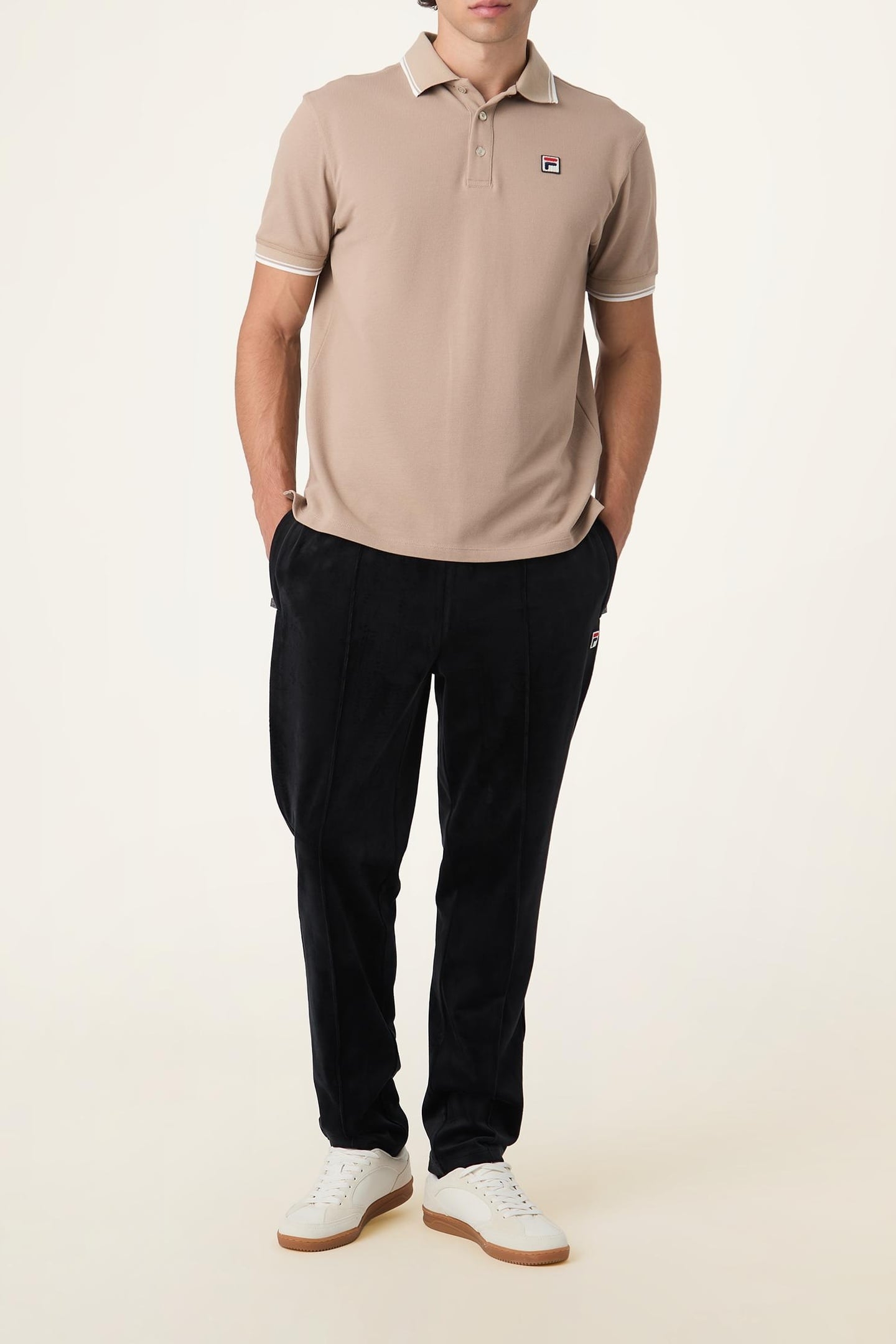 BIELLA REGULAR TIPPED POLO SHIRT TAUPE GRAY 2