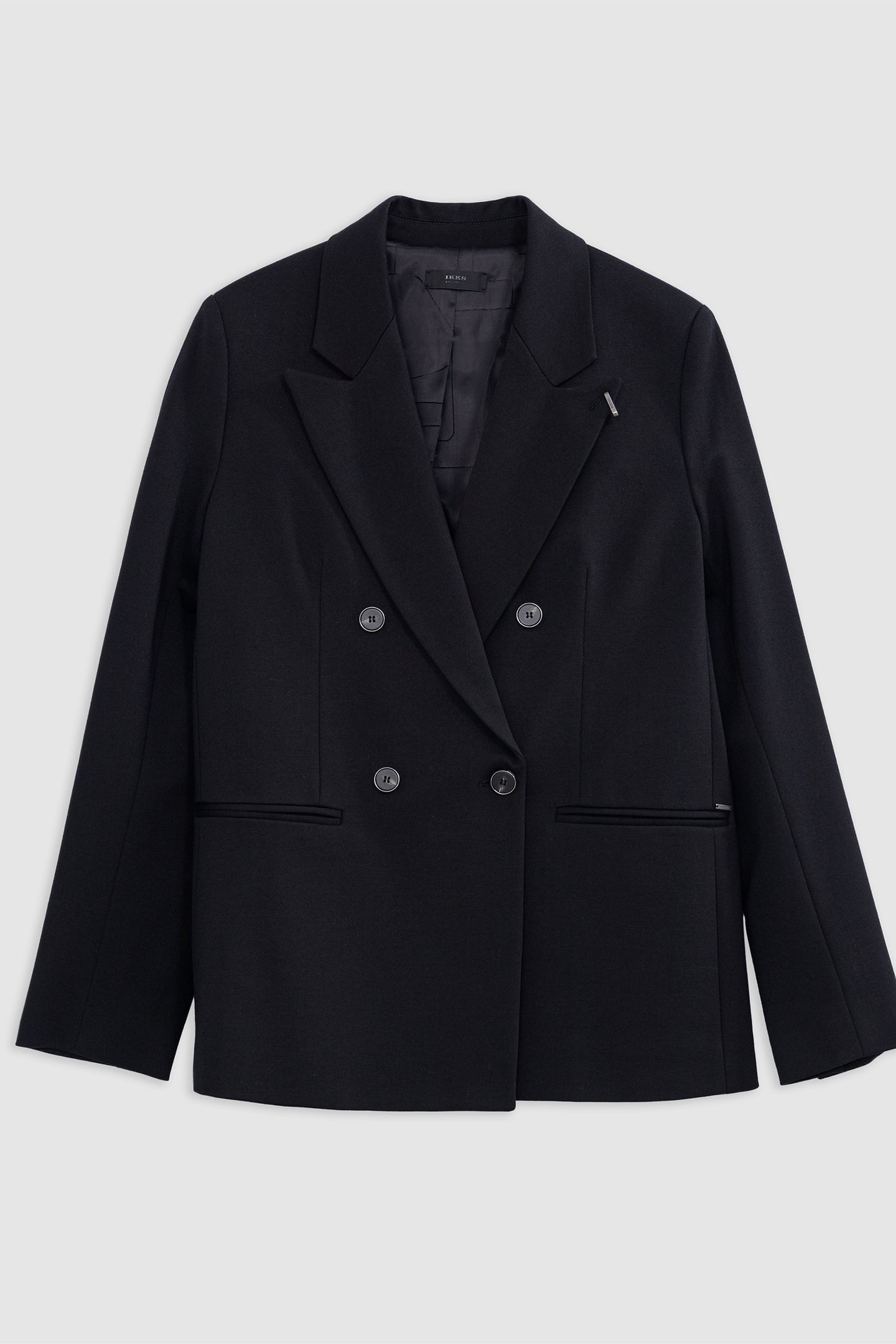 SCHWARZER WEITER BLAZER AUS MILANO-STRICK 5