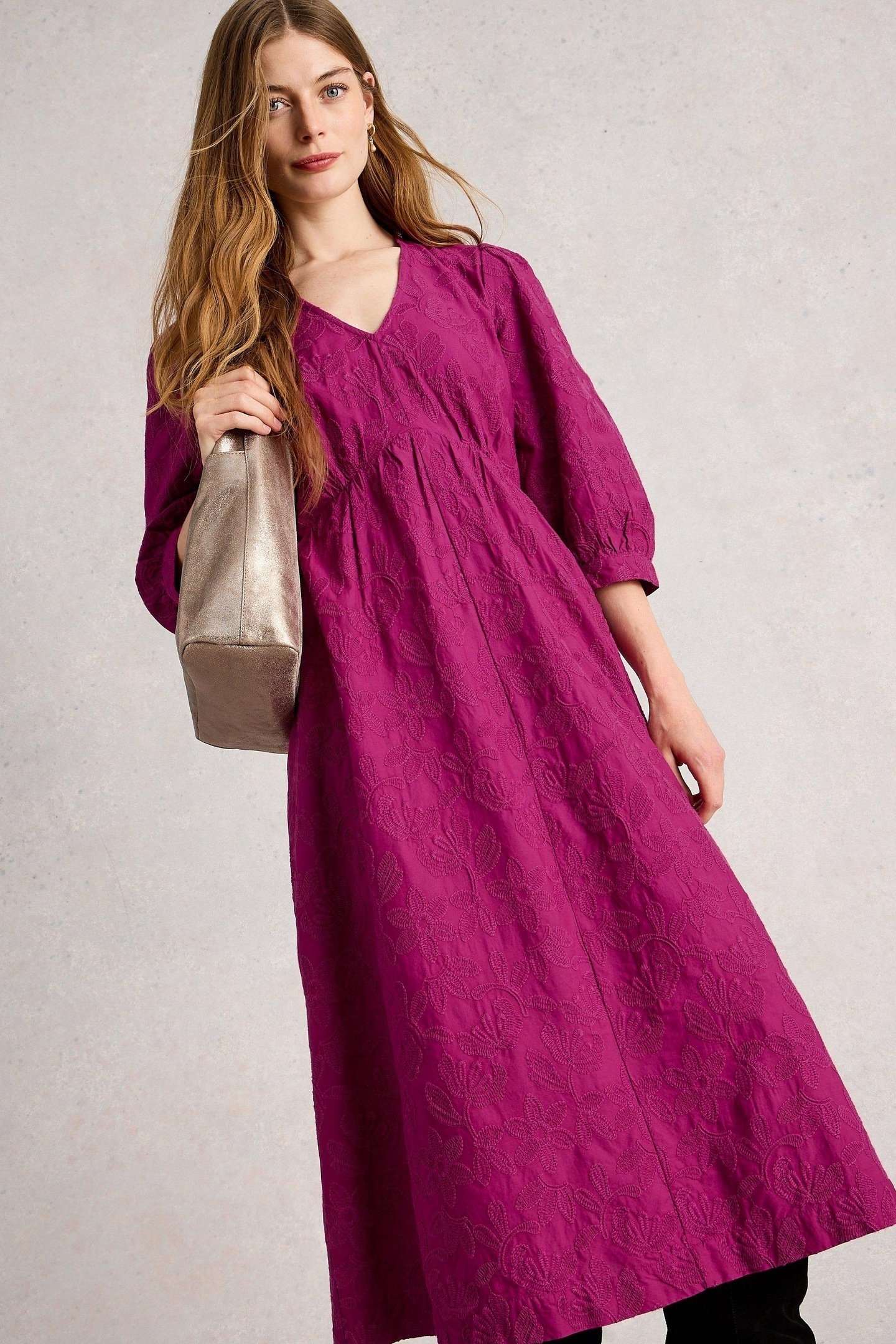 LUCY EMBROIDERED DRESS MID PINK 2