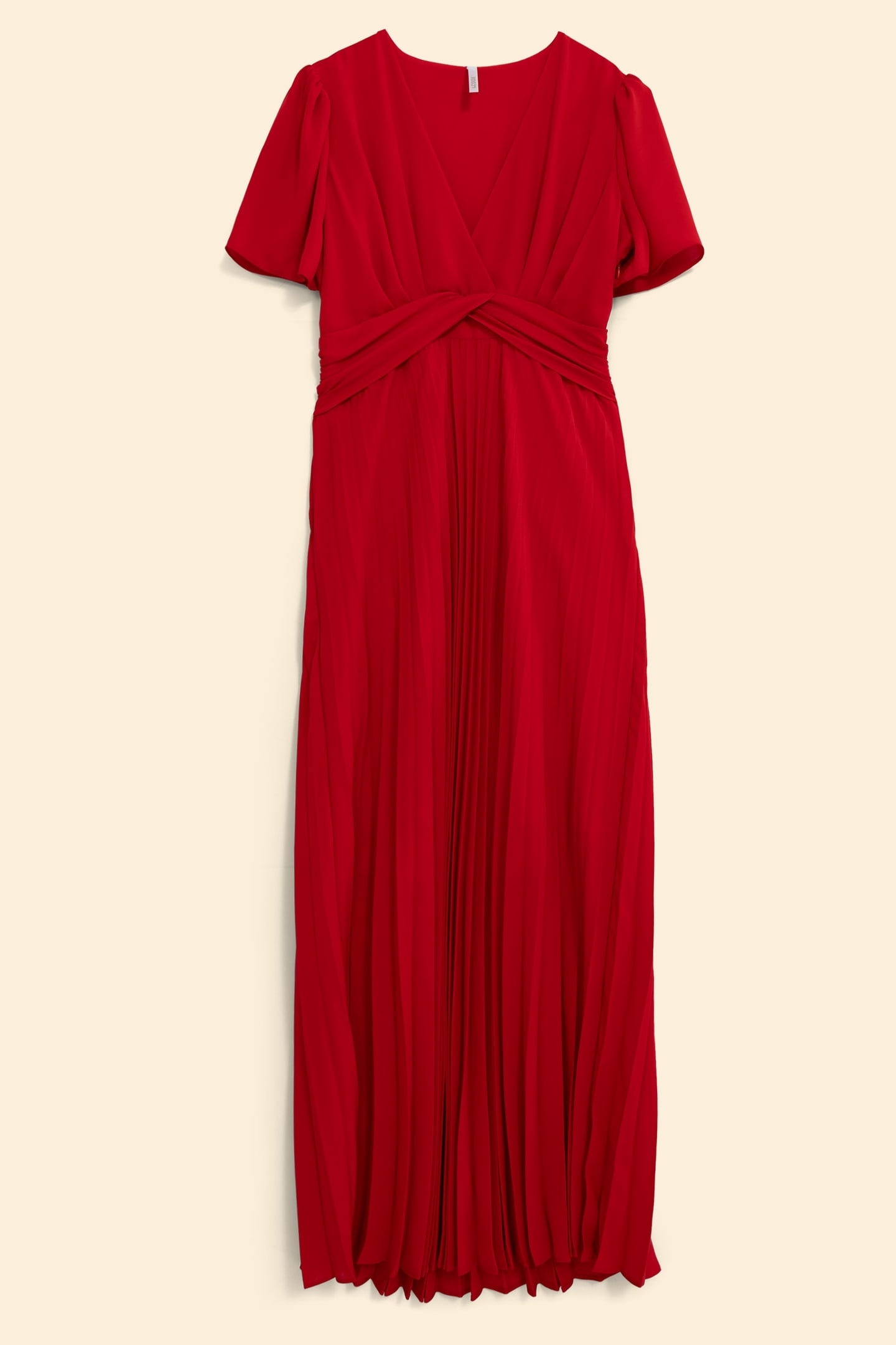 RED PLEATED DRESS WITH DRAPED WAIST CARMINE RED 5