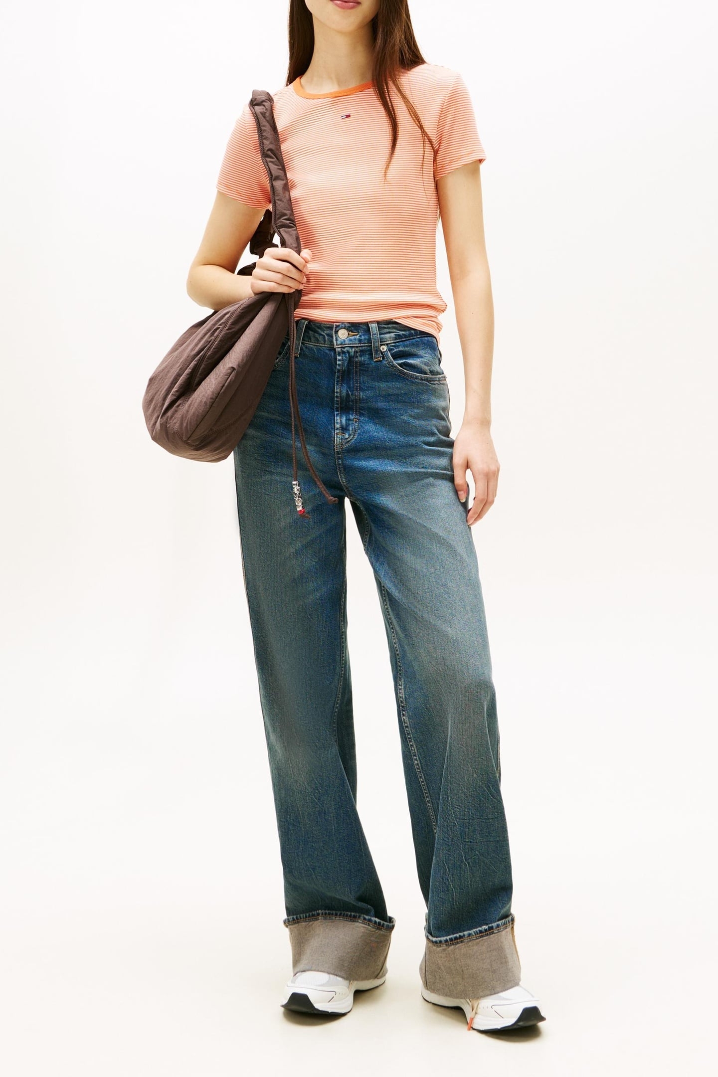 SLIM ESSENTIAL T-SHIRT ORANGE/ECRU STRIPE 2