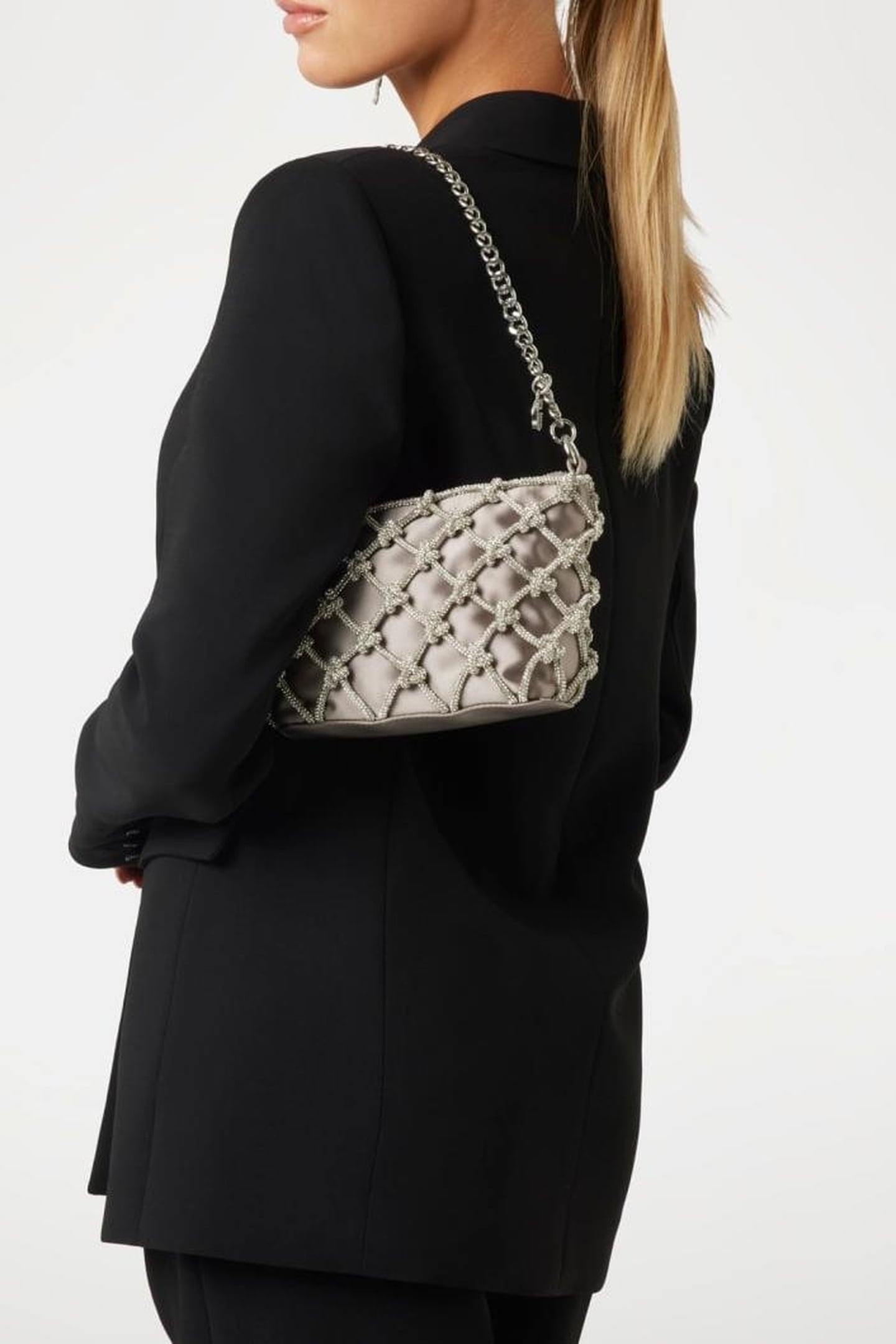 MARCIANO BY GUESS ZALINA TOP ZIP SHOULDER BAG SILVER 2