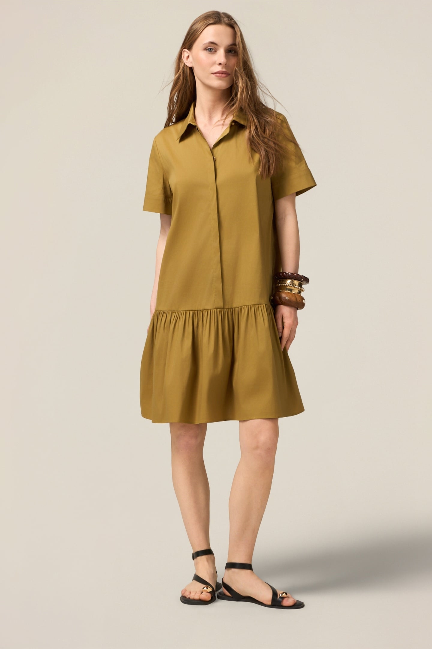 SHIRTDRESS WITH RUFFLE GREEN 2