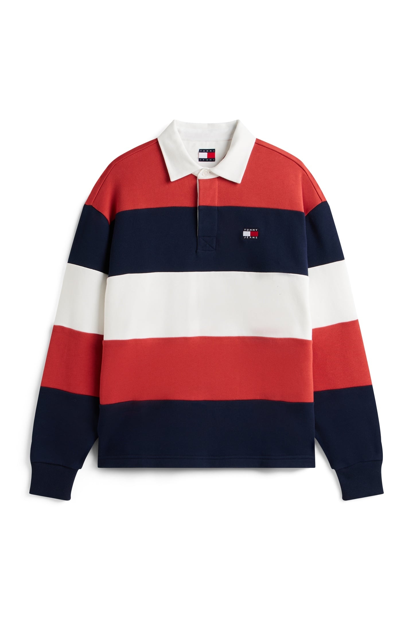 BADGE STRIPE RELAXED RUGBY SHIRT NAVY/RED/ECRU 4