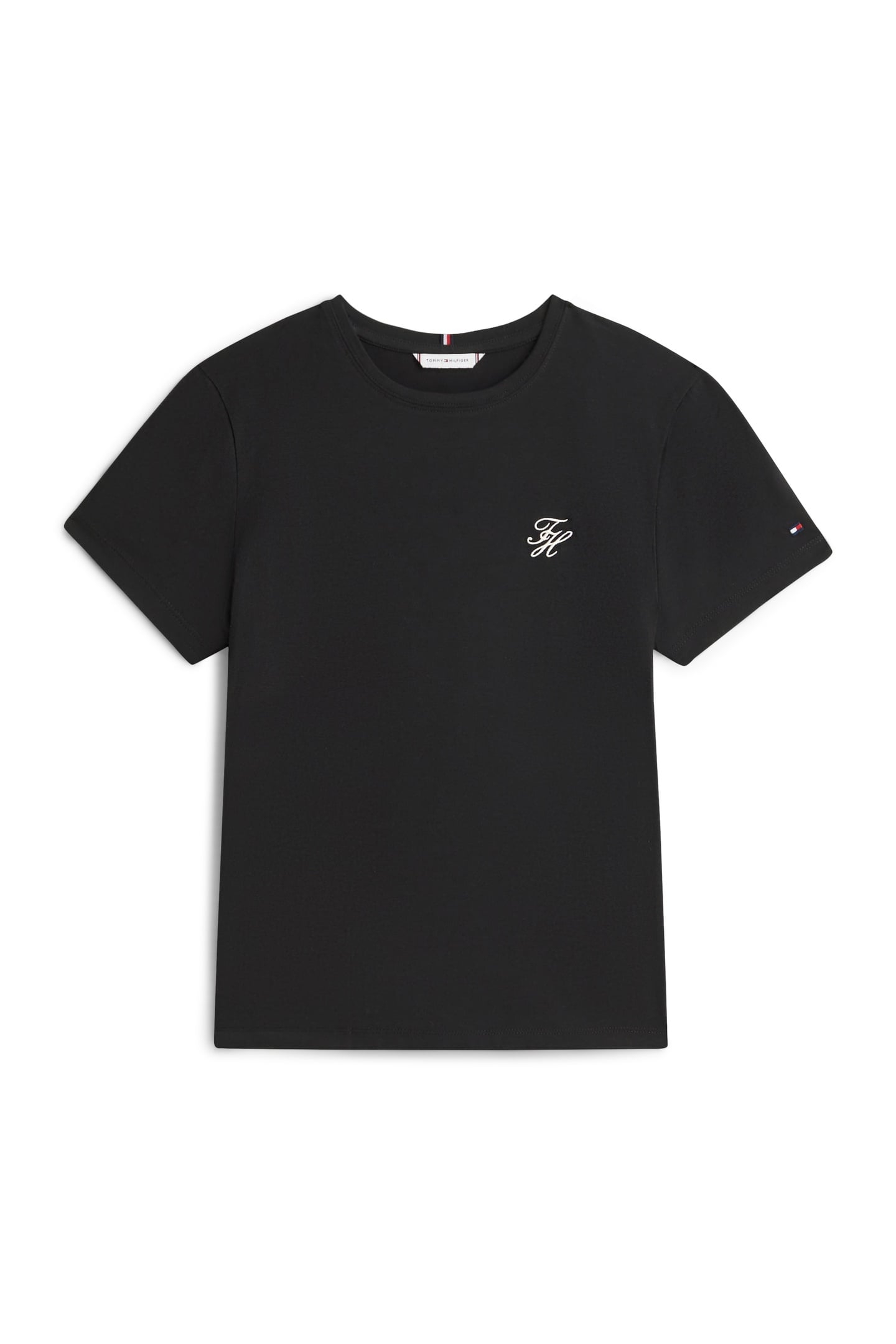 LOGO EMBROIDERY JERSEY CREW NECK T-SHIRT BLACK 4