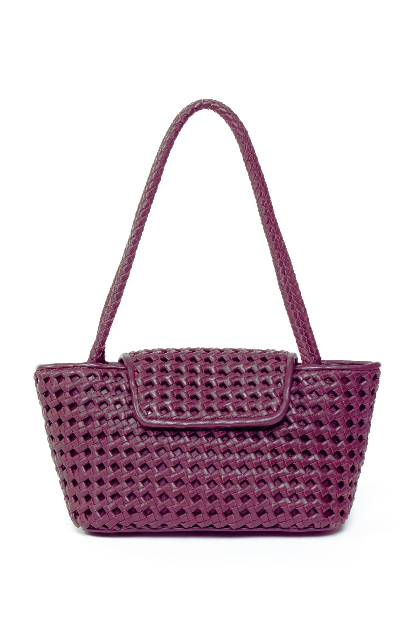 COURRIER TOTE WOVEN LEATHER BURGUNDY 1