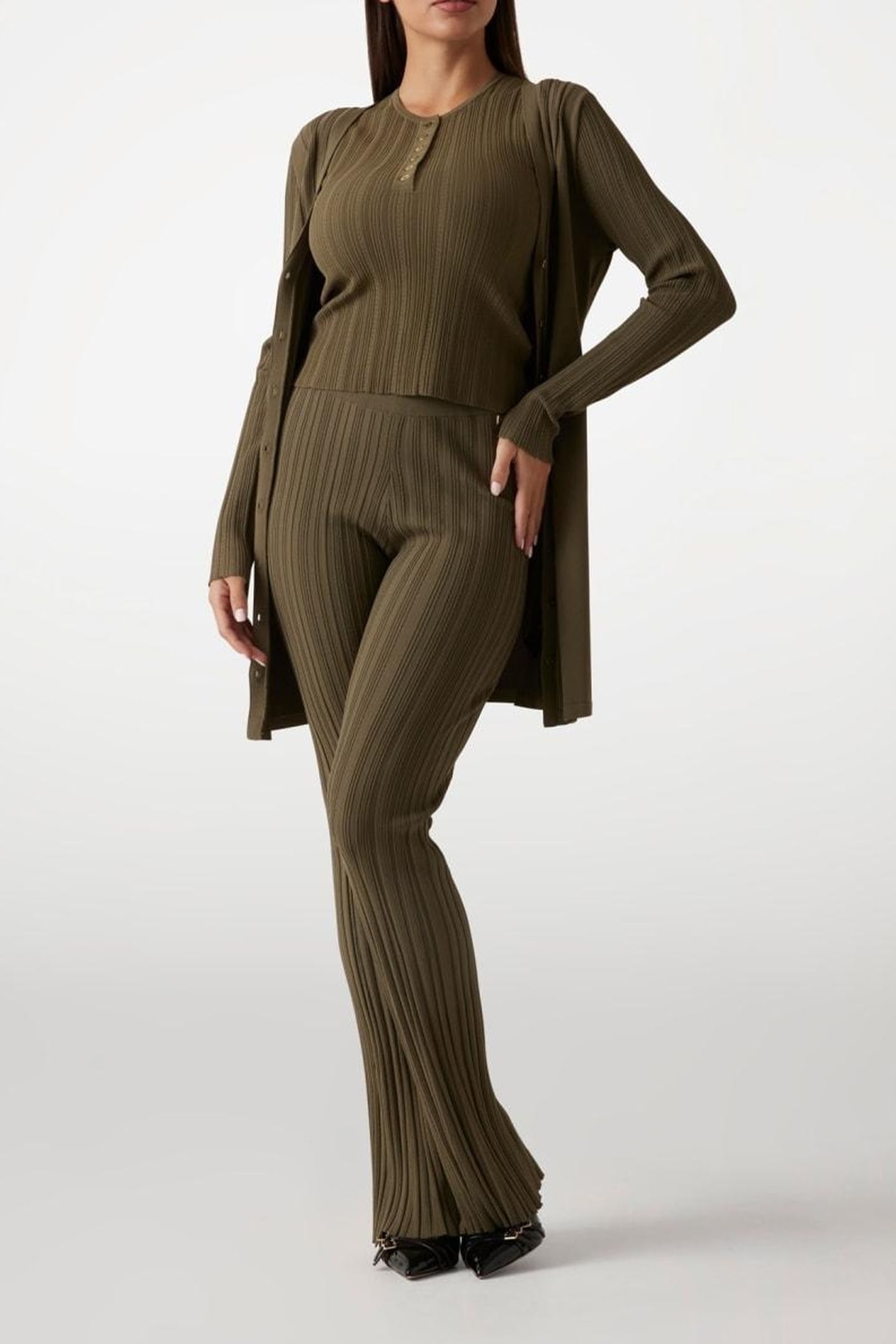 MARCIANO BY GUESS GIADA SLV SWEATER TOP ARMY OLIVE 1