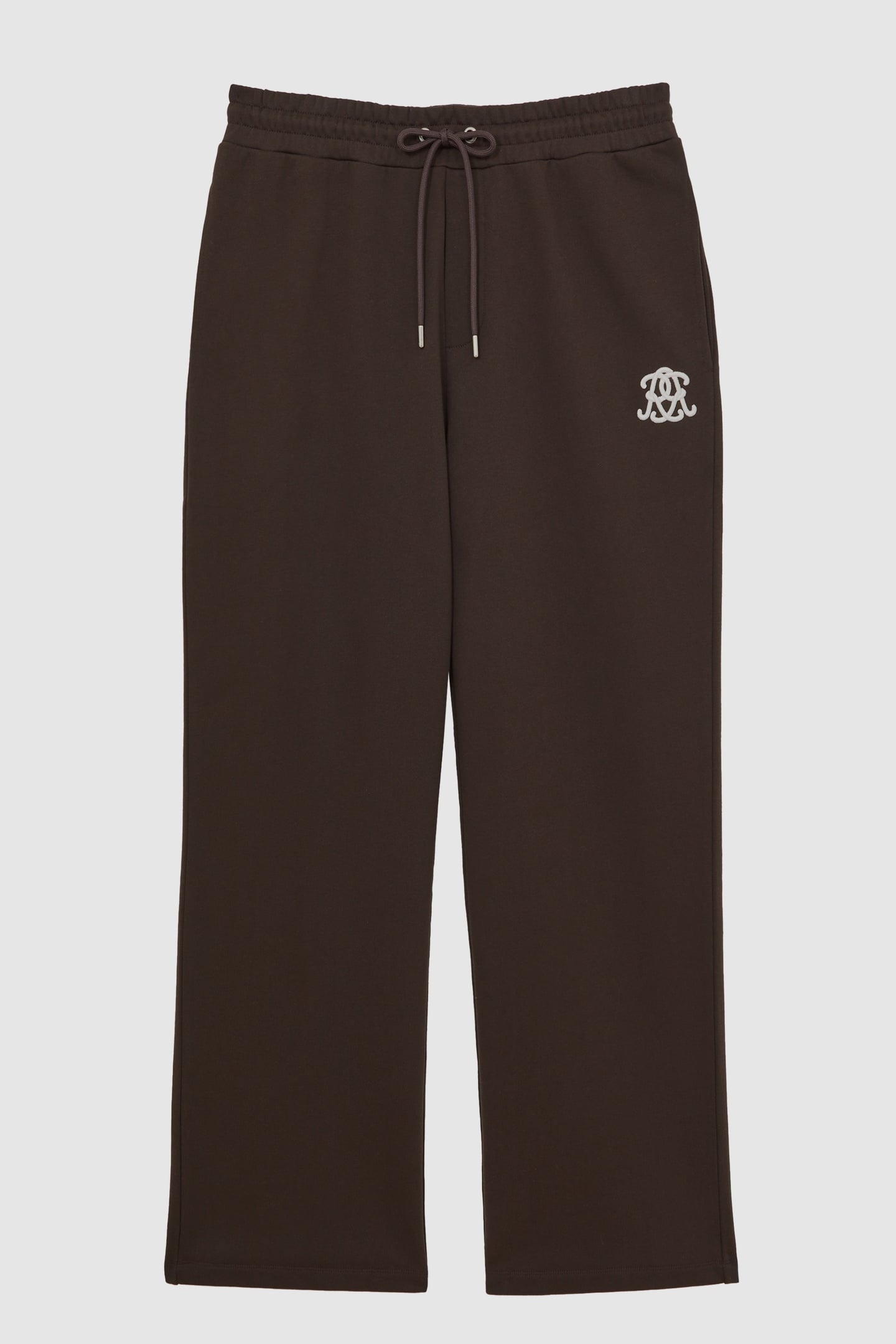 DRAWSTRING WIDE LEG MOTIF JOGGERS BROWN 4