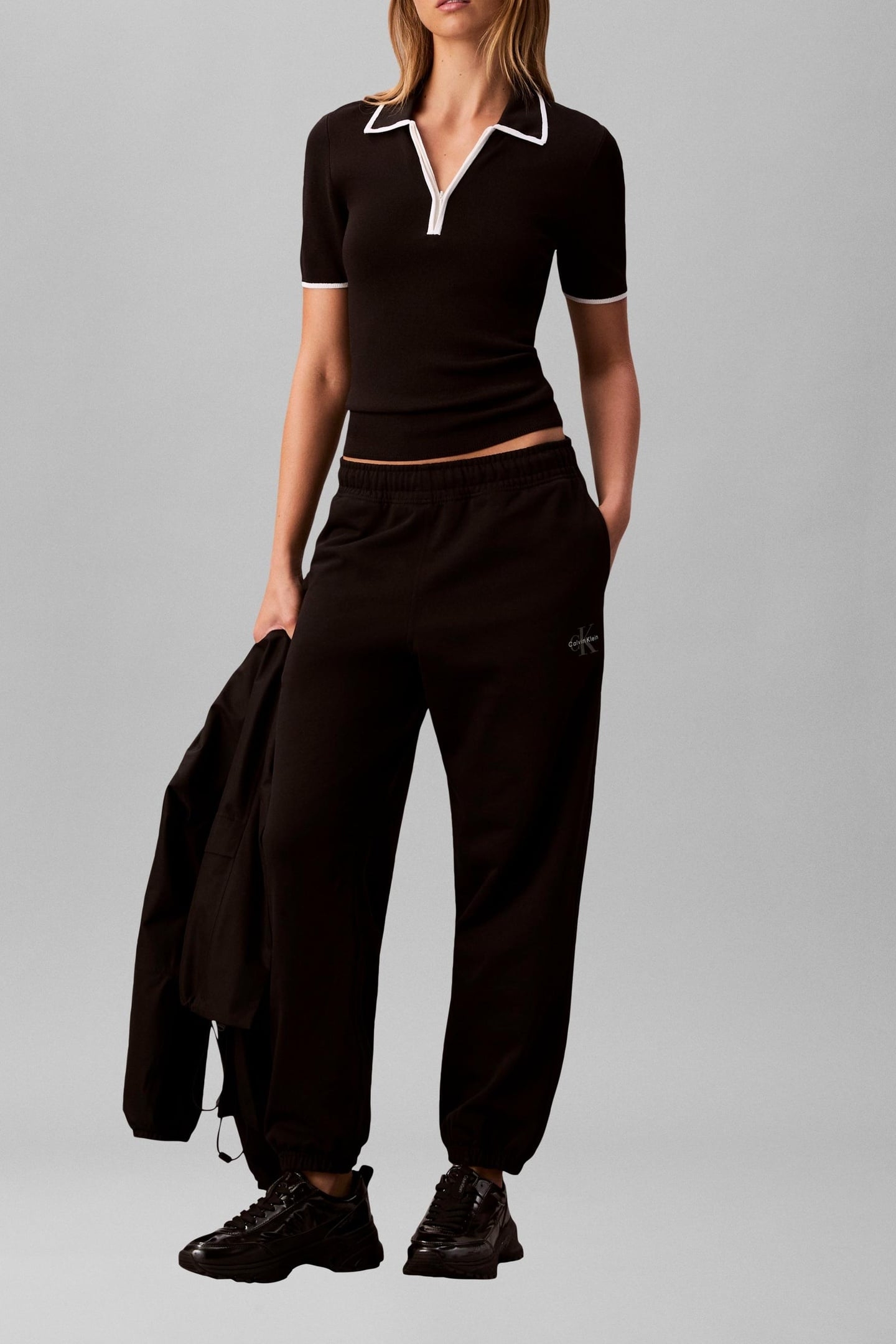 MONOLOGO FOIL FRENCH SWEATPANTS BLACK 1