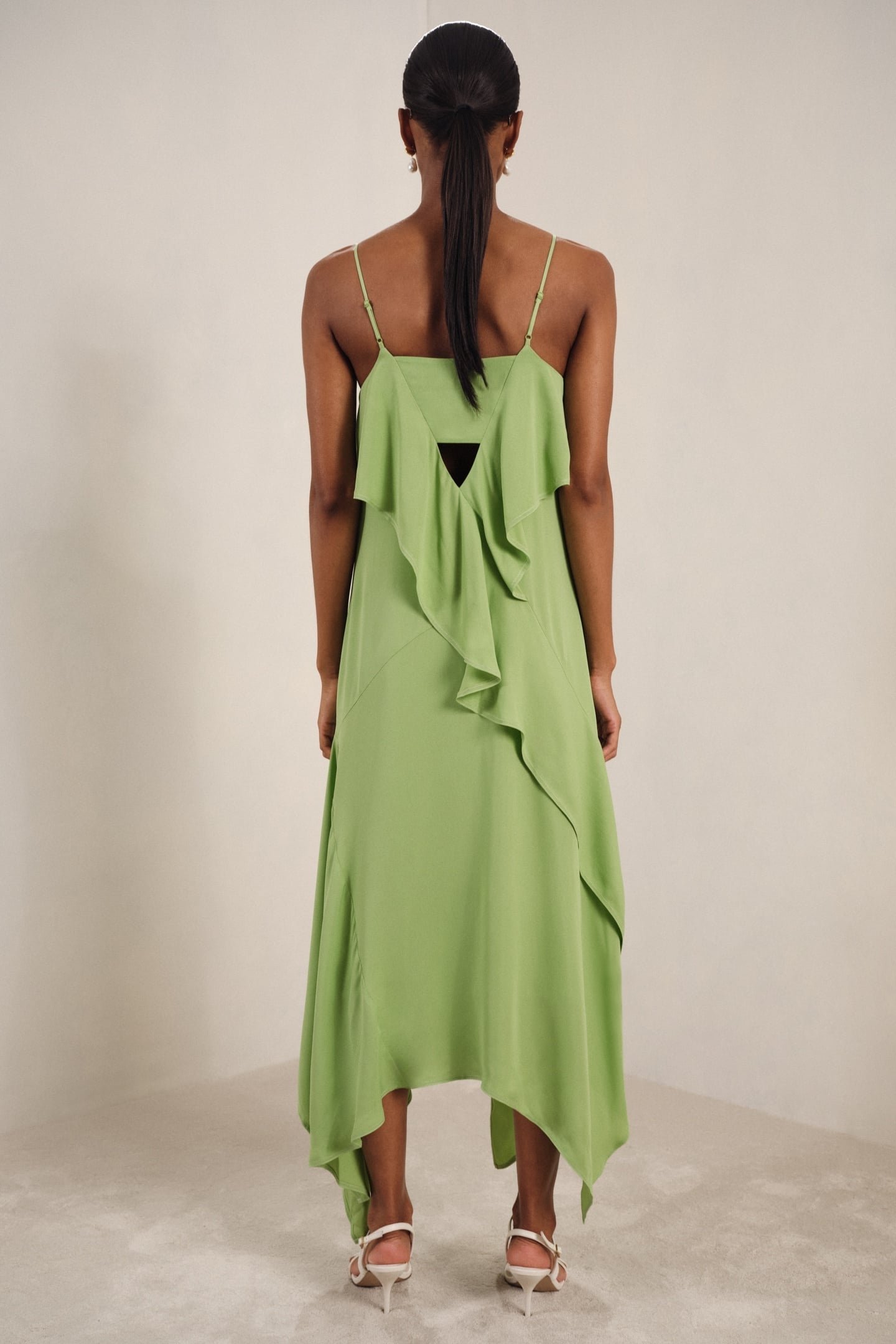 RUFFLE MIDI DRESS GREEN 3