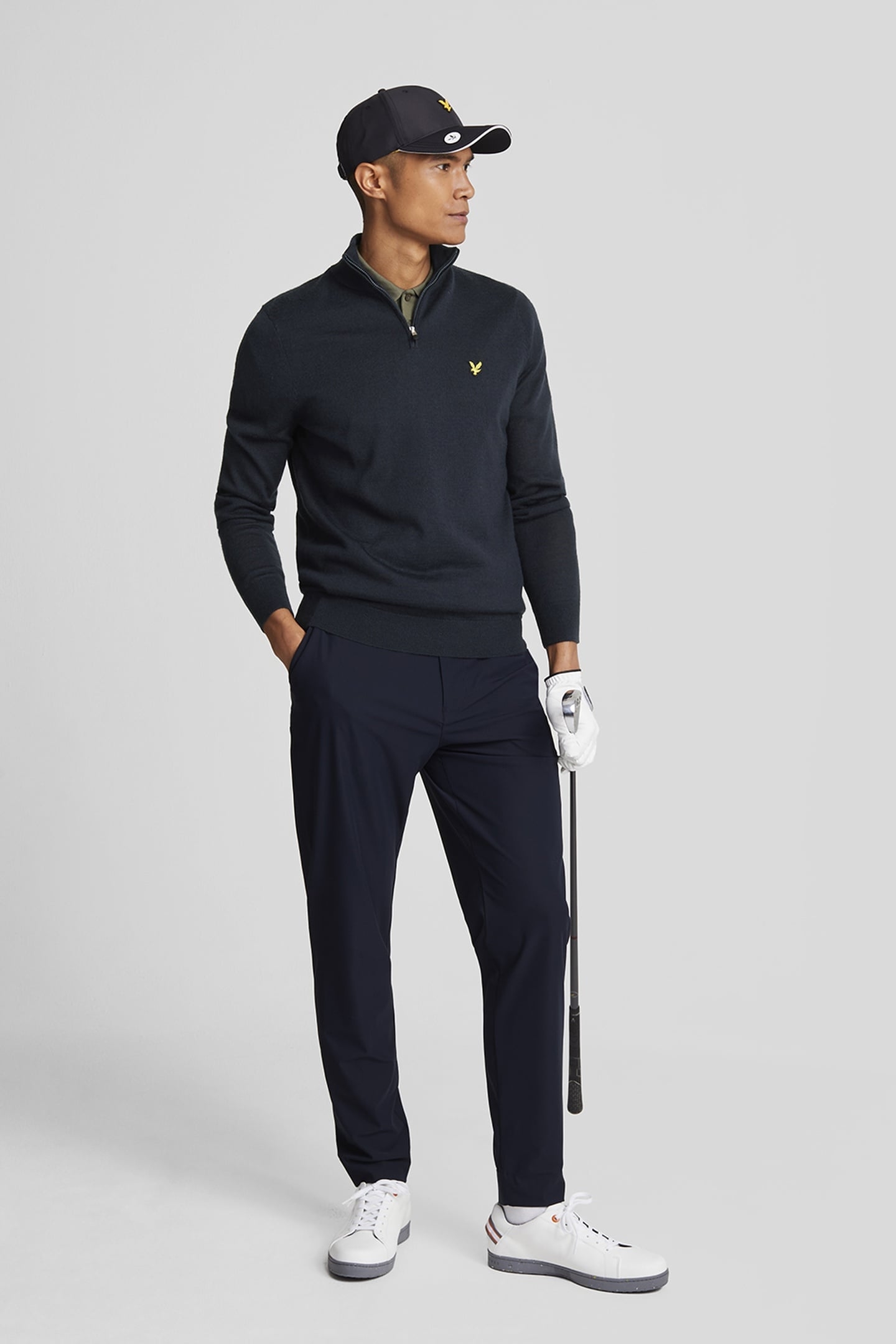 GOLF QUARTER ZIP MERINO JUMPER DARK NAVY 1