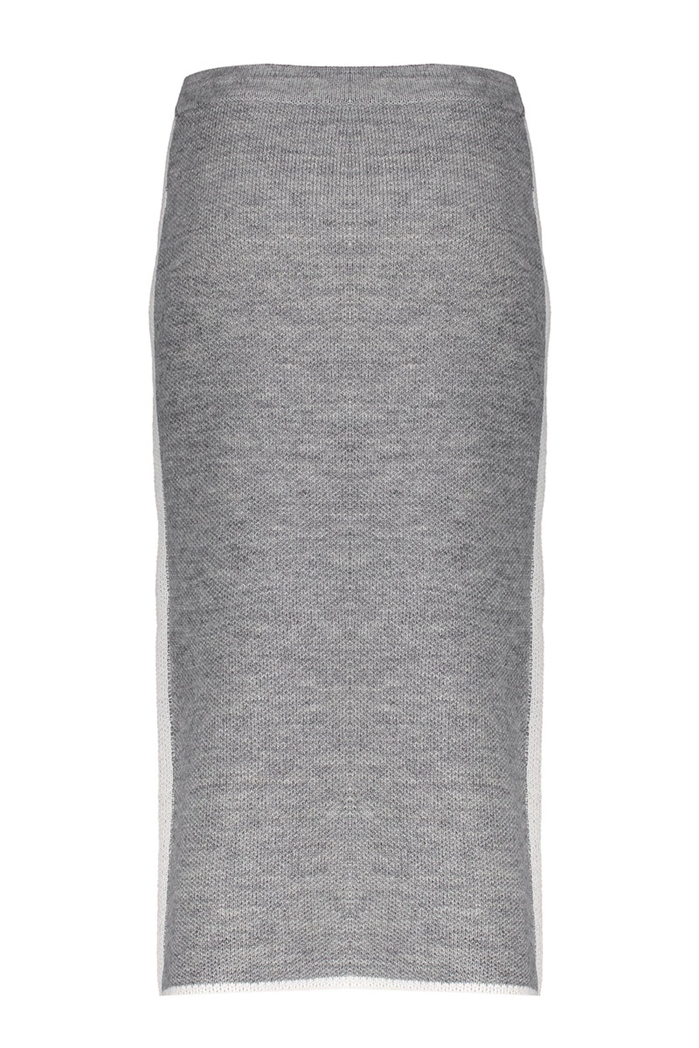 SKIRT KNIT CONTRAST HEM GREY MELANGE/OFF-WHITE 2