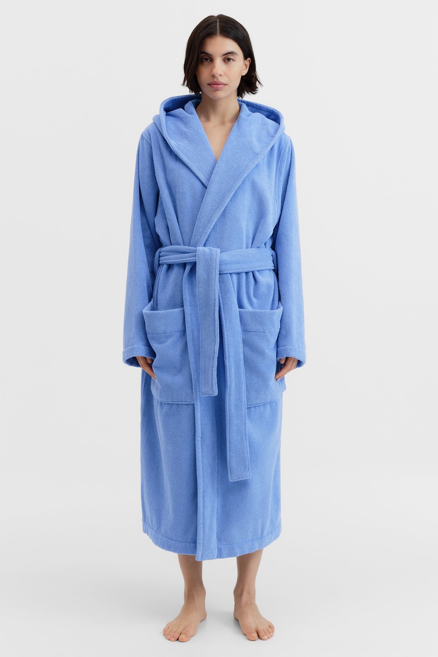 UNISEX HOODED BATHROBE CLEAR BLUE 1