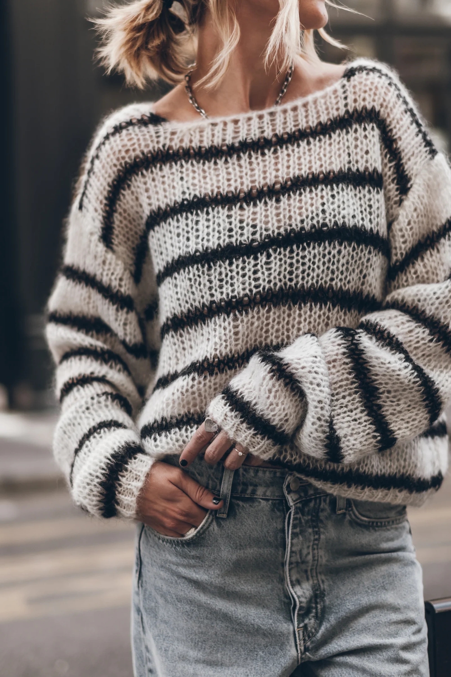 THE STRIPED MOHAIR KNITTED SWEATER 1