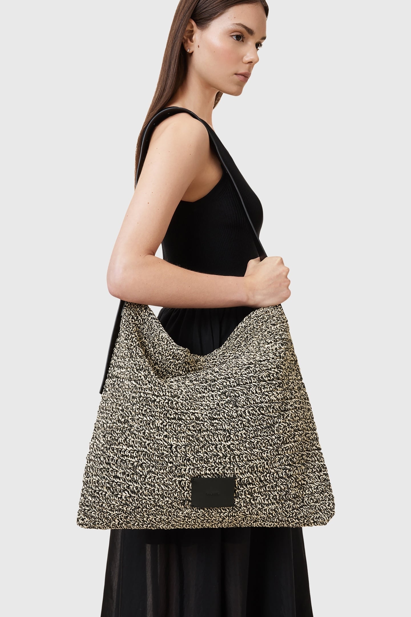 ASHA PAPER SHLDR BAG BLACK/NATURAL 2