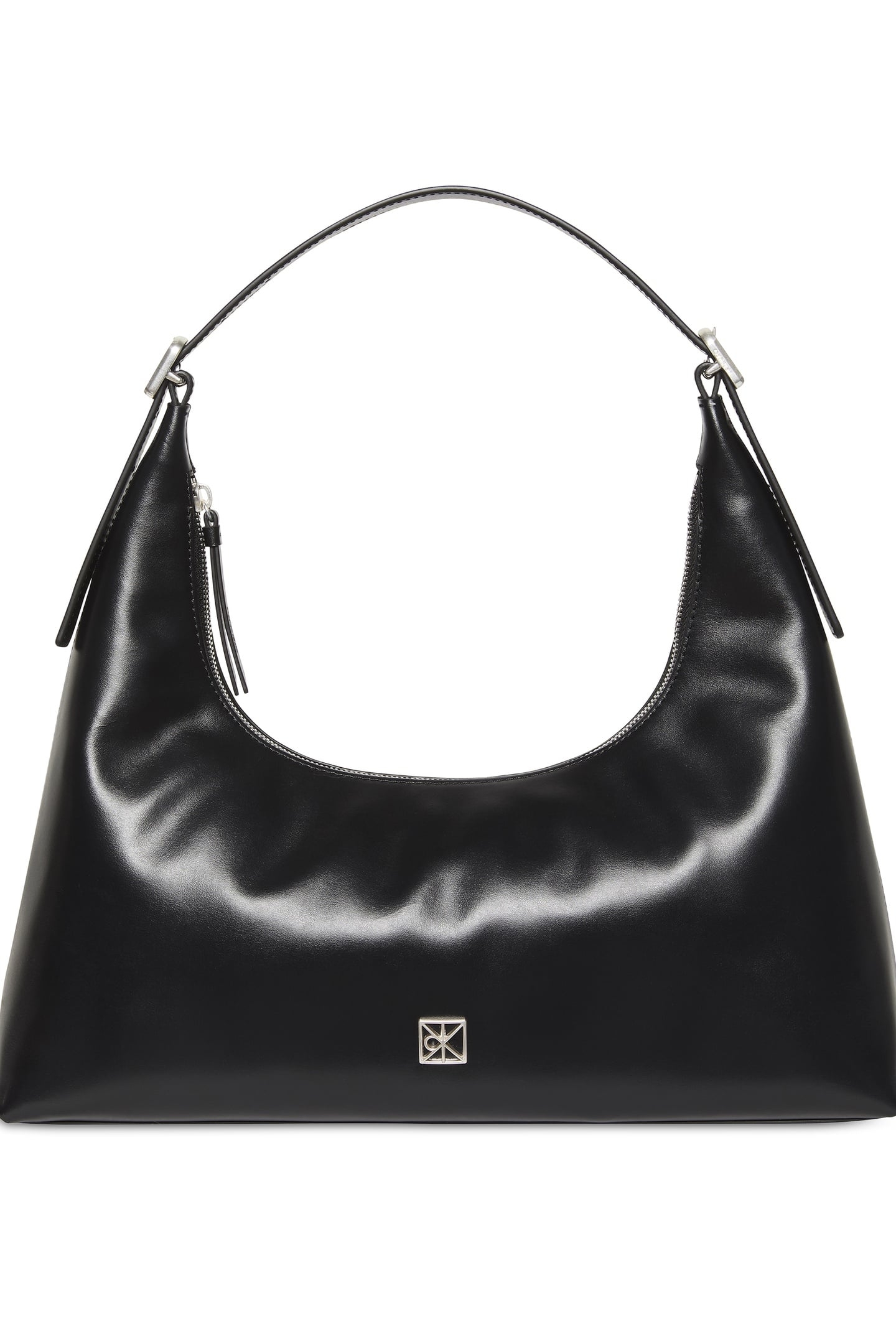 EMBLEM HARDWARE LEATHER SHOULDER BAG BLACK 5