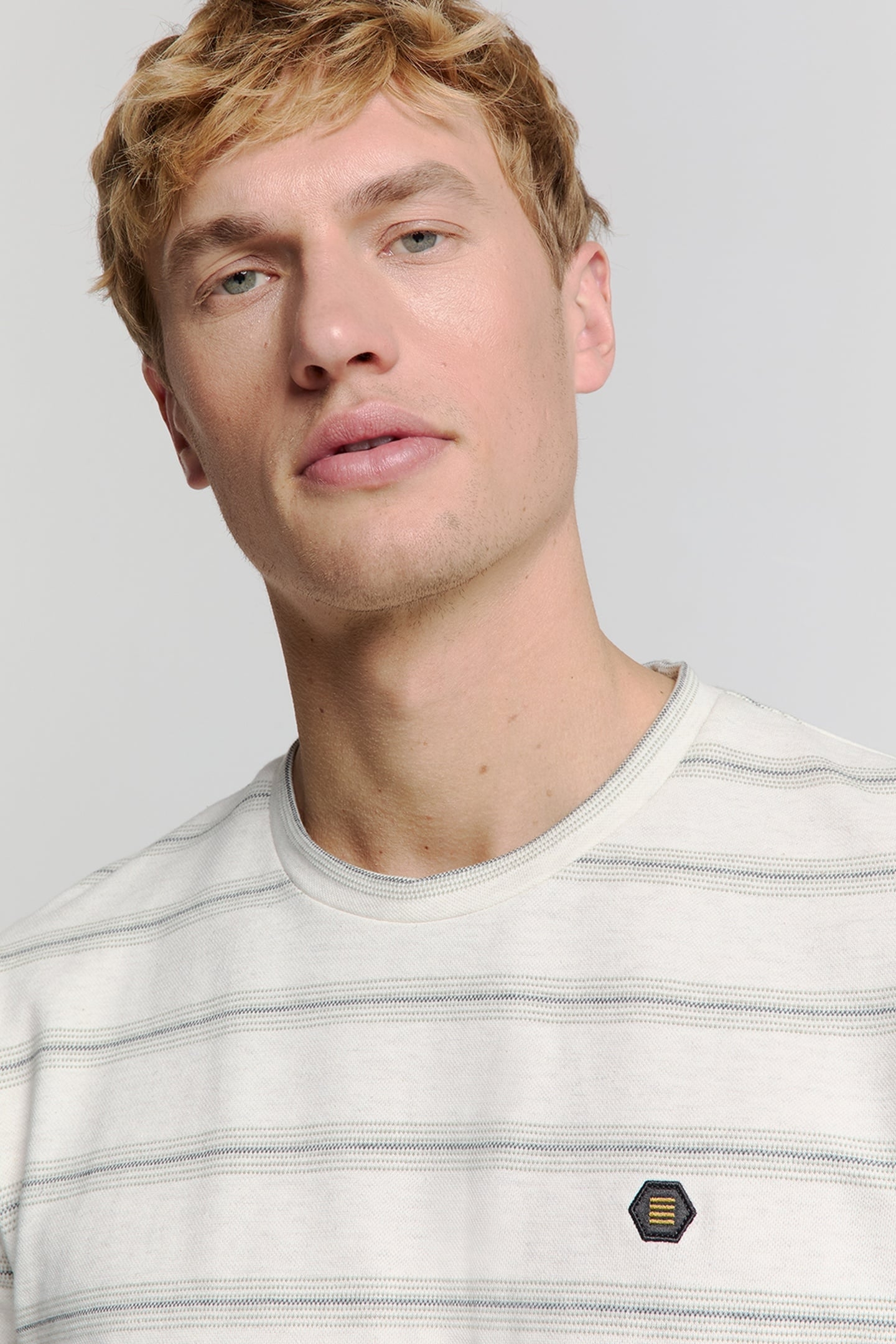 T-SHIRT CREWNECK JACQUARD STRIPE OFFWHITE 6