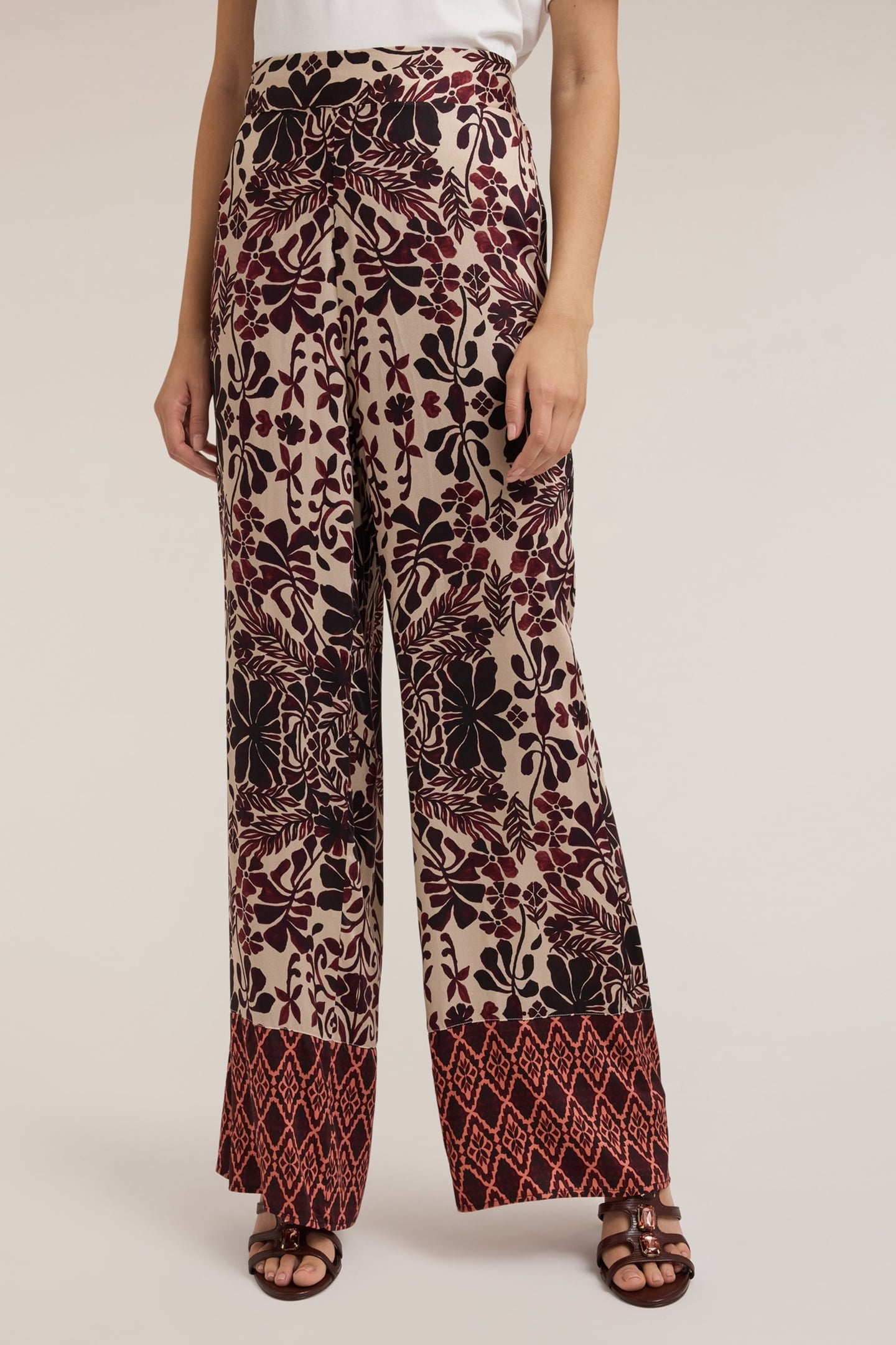 BOHO PRINT PALAZZO TROUSERS BROWN 2