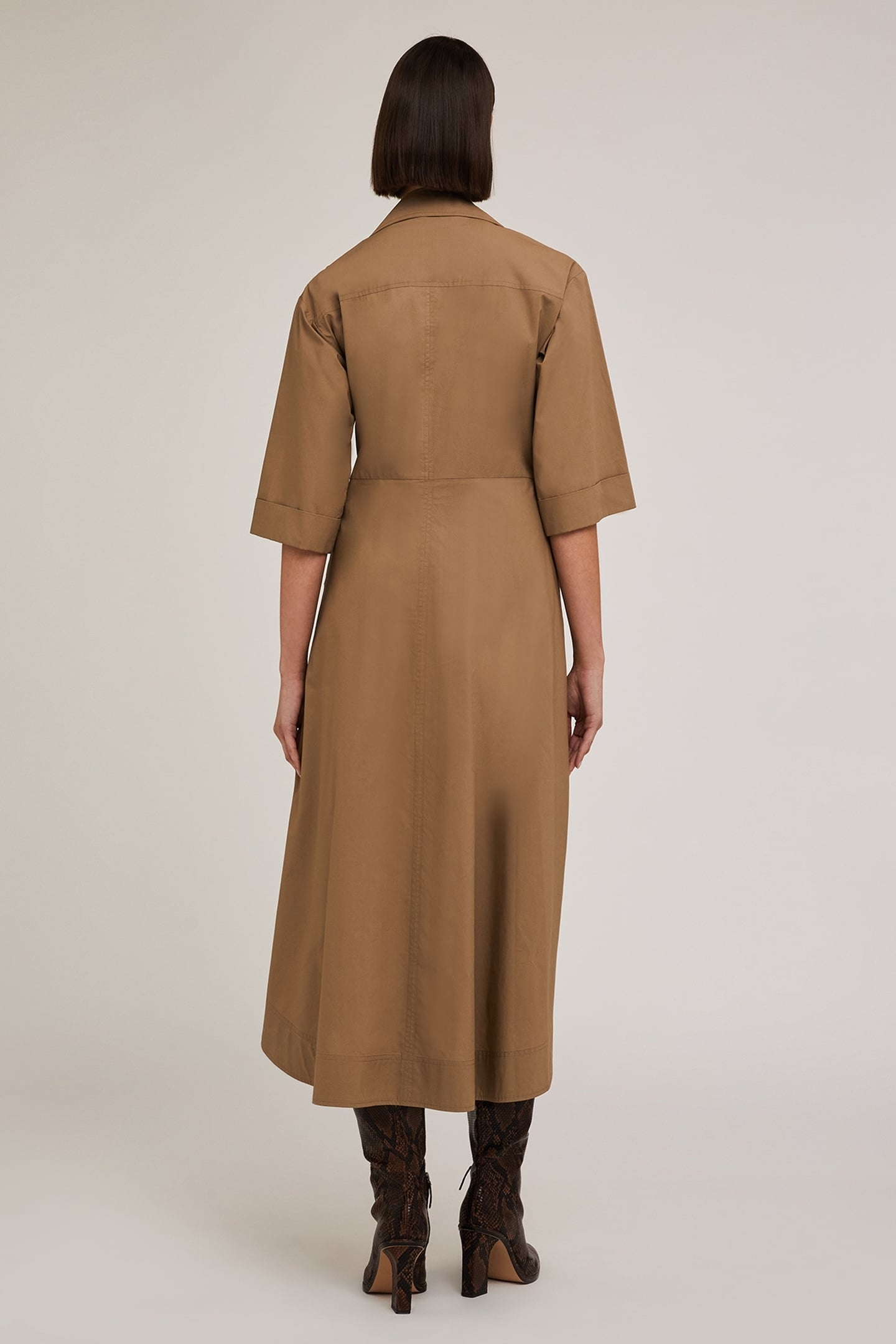 CHEMISIER DRESS WITH KNOT BROWN 2