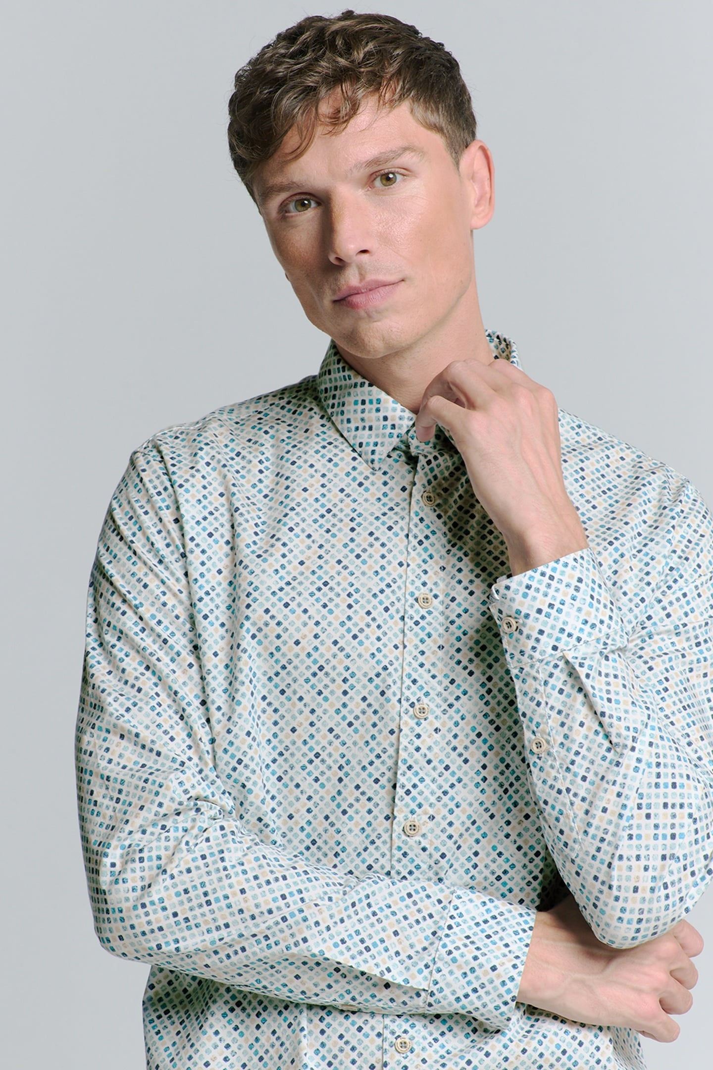 SHIRT STRETCH ALLOVER PRINTED SEABLUE 6