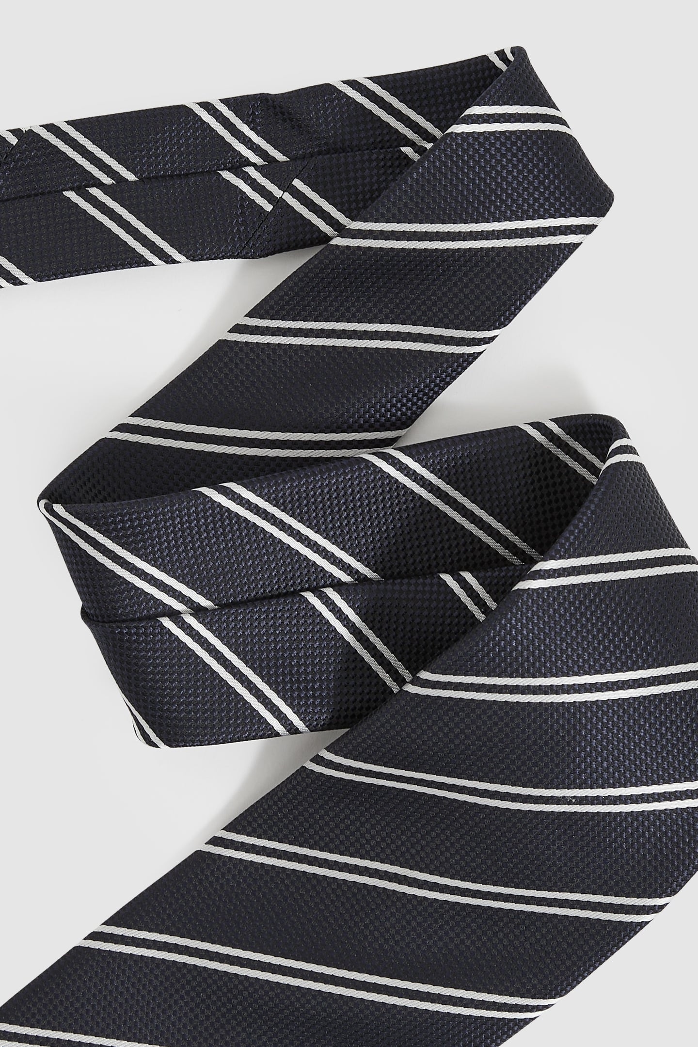 STRIPE SILK BLEND TIE NAVY 3