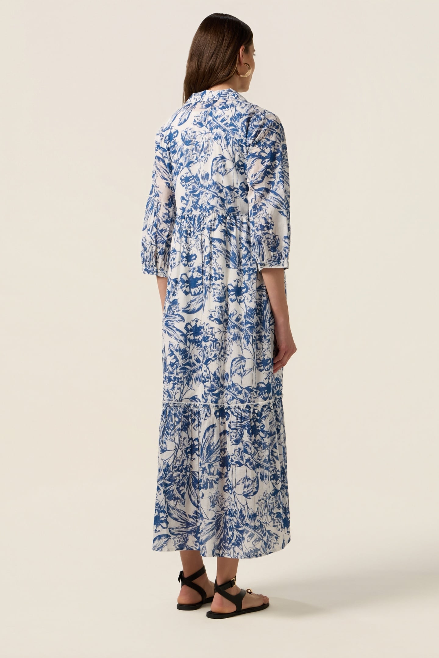 LONG PATTERNED COTTON SHIRTDRESS LIGHT BLUE 3