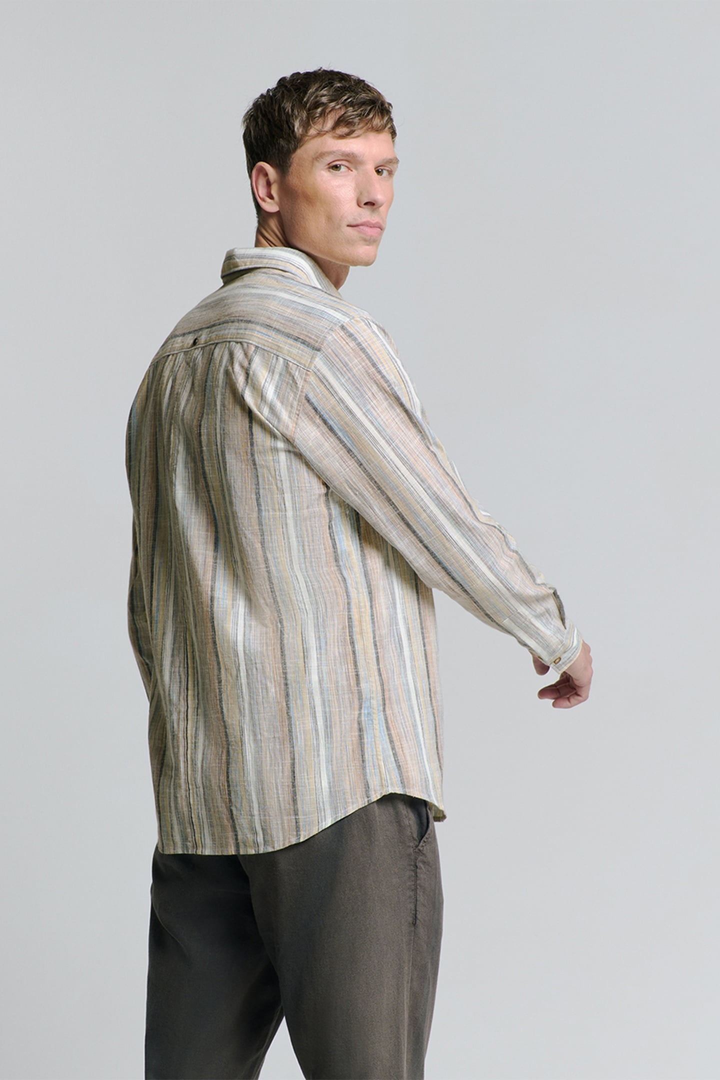 SHIRT SLUB MULTI COLOURED STRIPES BLUE 2