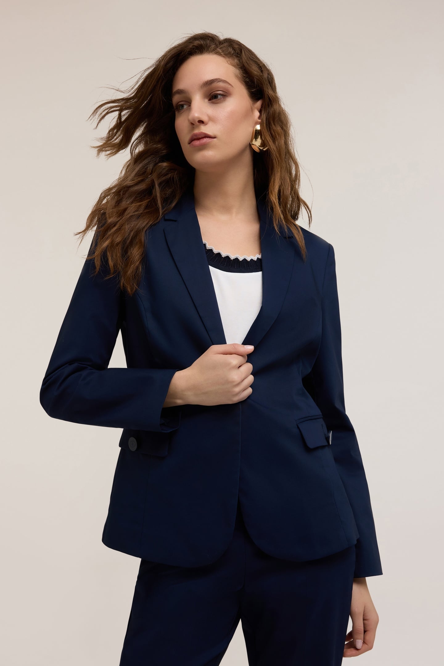 SINGLE-BREASTED BLAZER IN TECHNICAL COTTON BLUE 8