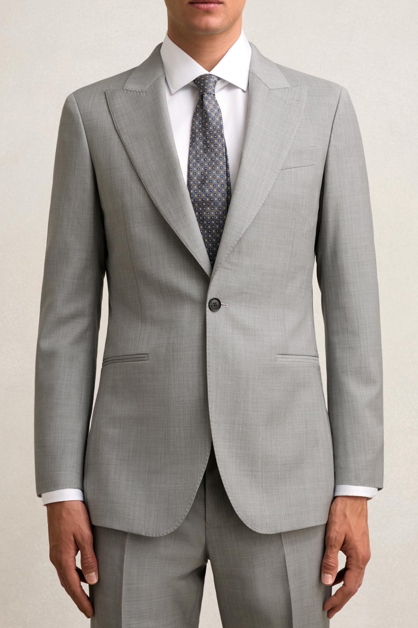 SB 1B PEAK WOOL BLAZER MID GREY 1