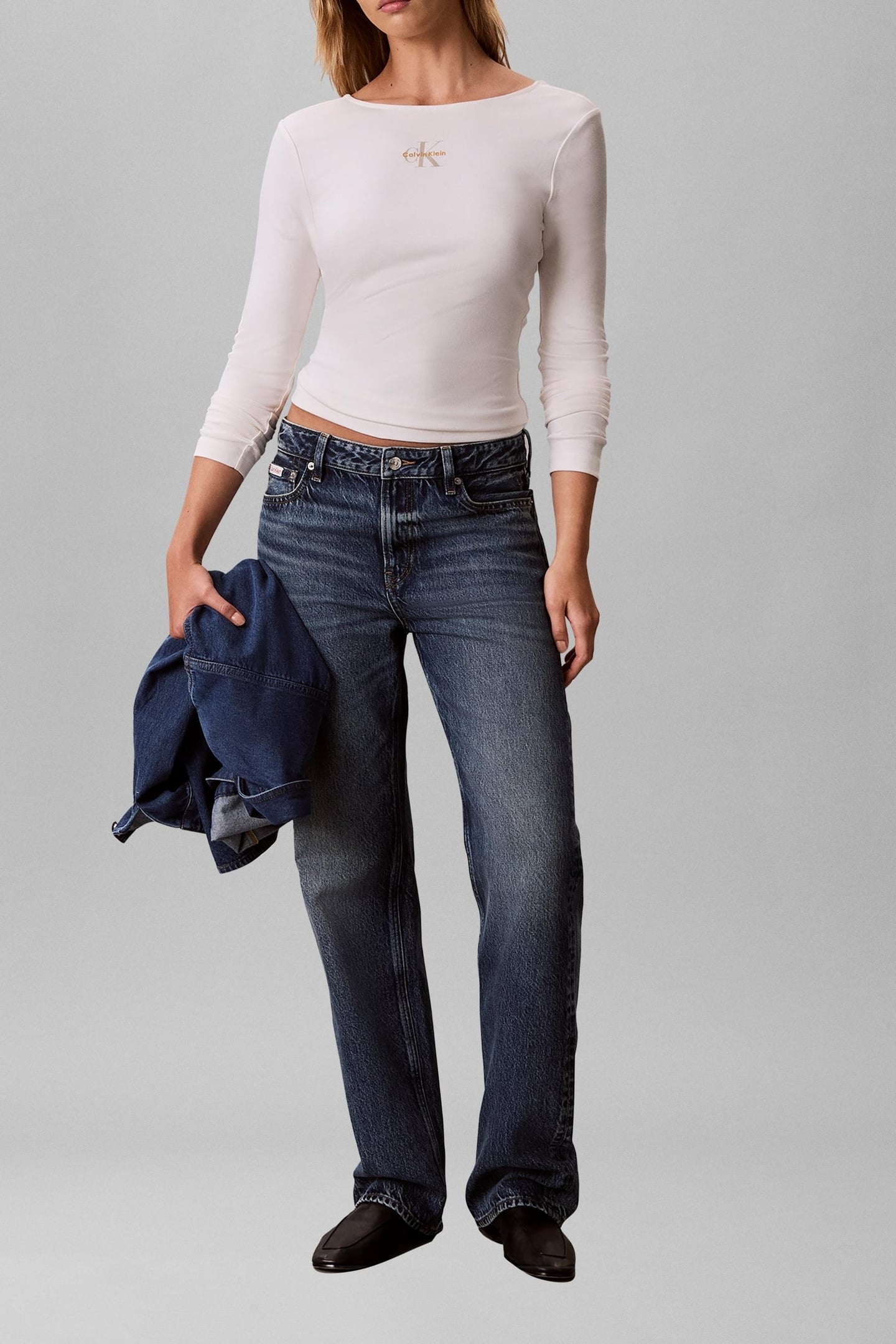 LS SCOOP MONOLOGO BLOUSE WHITE GREIGE 1