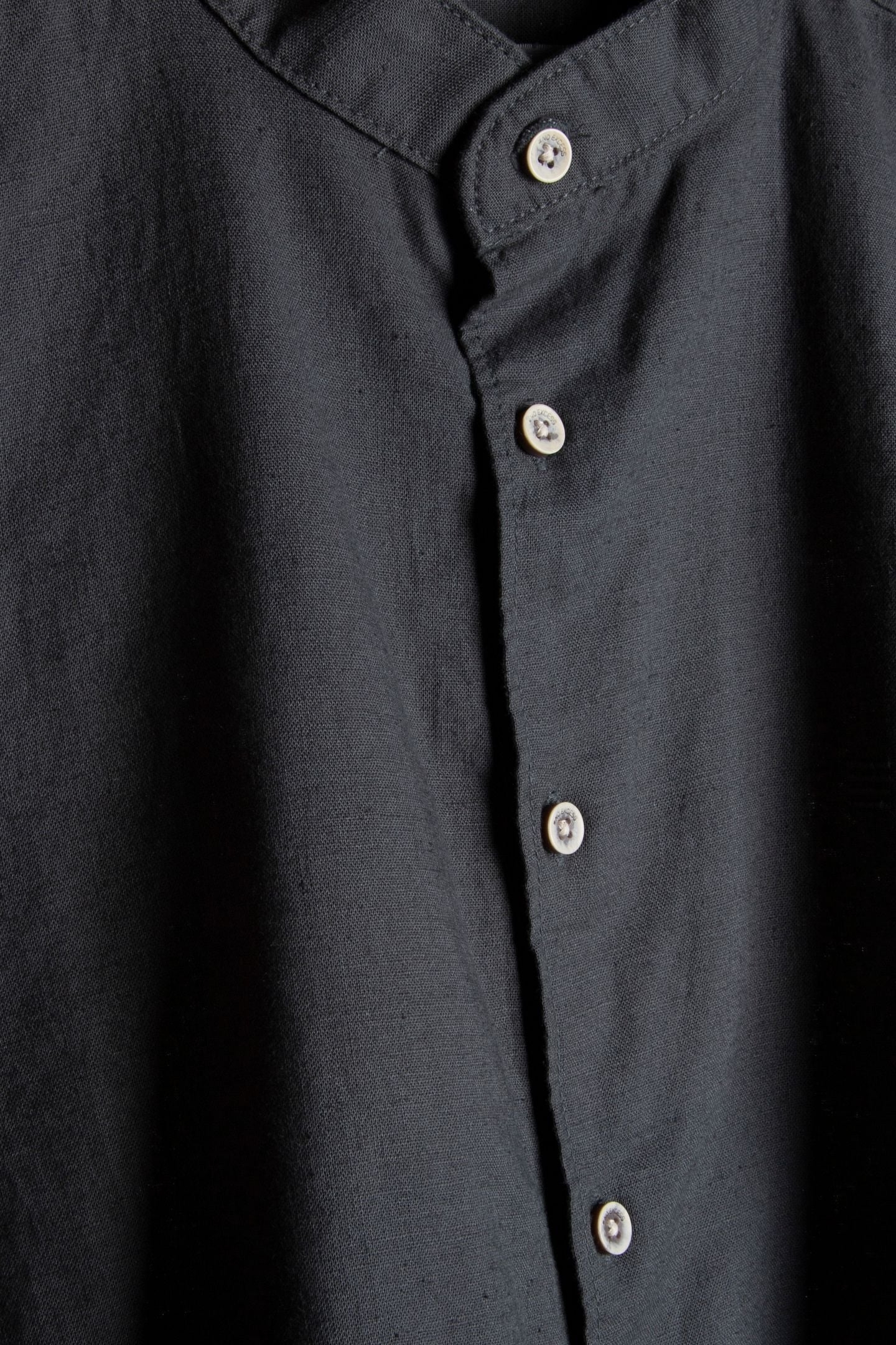 SHIRT GRANDDAD SOLID WITH LINEN DARK STEEL 5