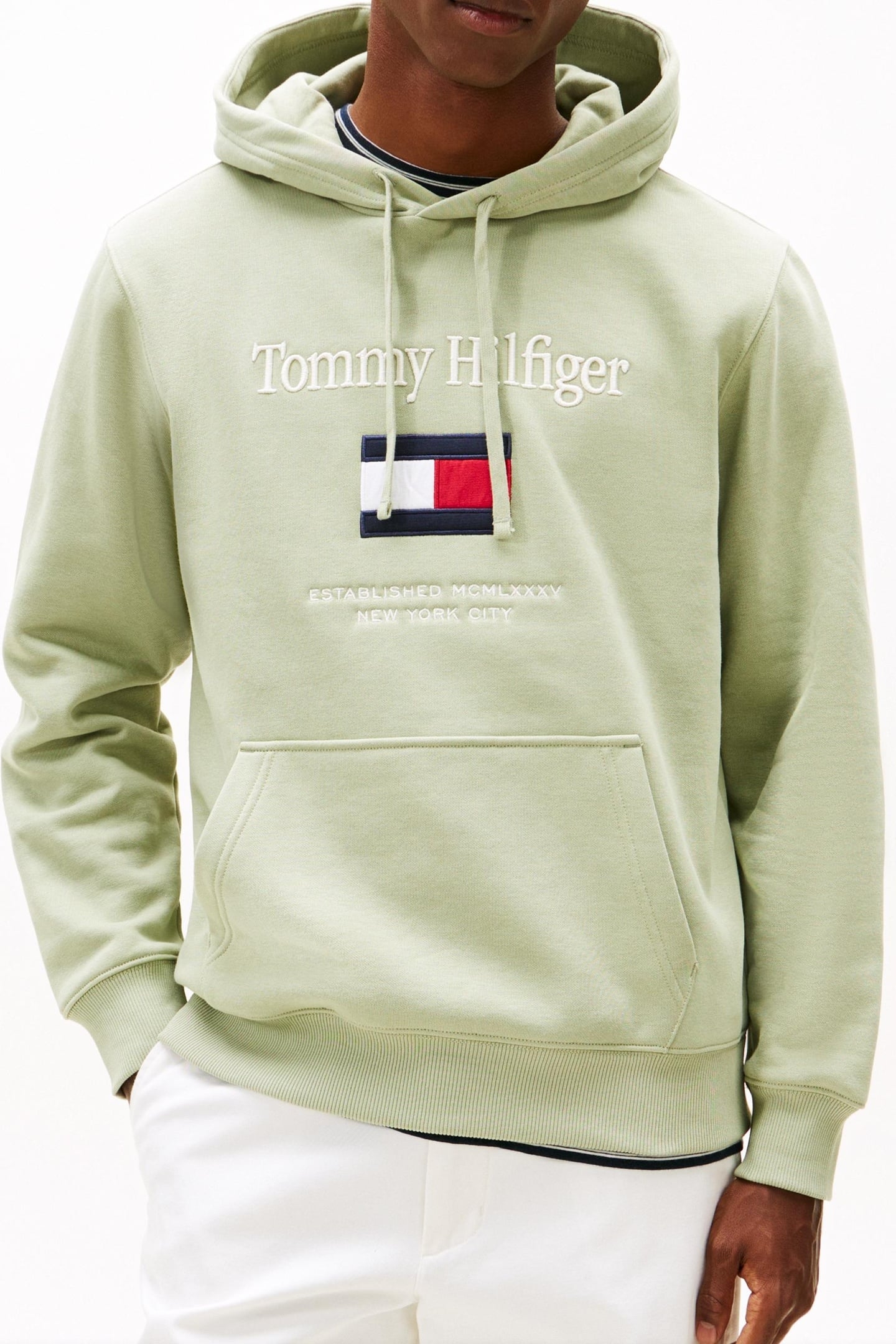 TOMMY EMBRO FLAG HOODIE EARTH SAGE 1