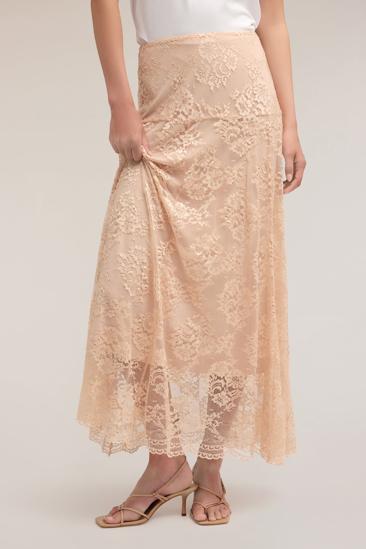 LONG LACE SKIRT POWDER PINK 1
