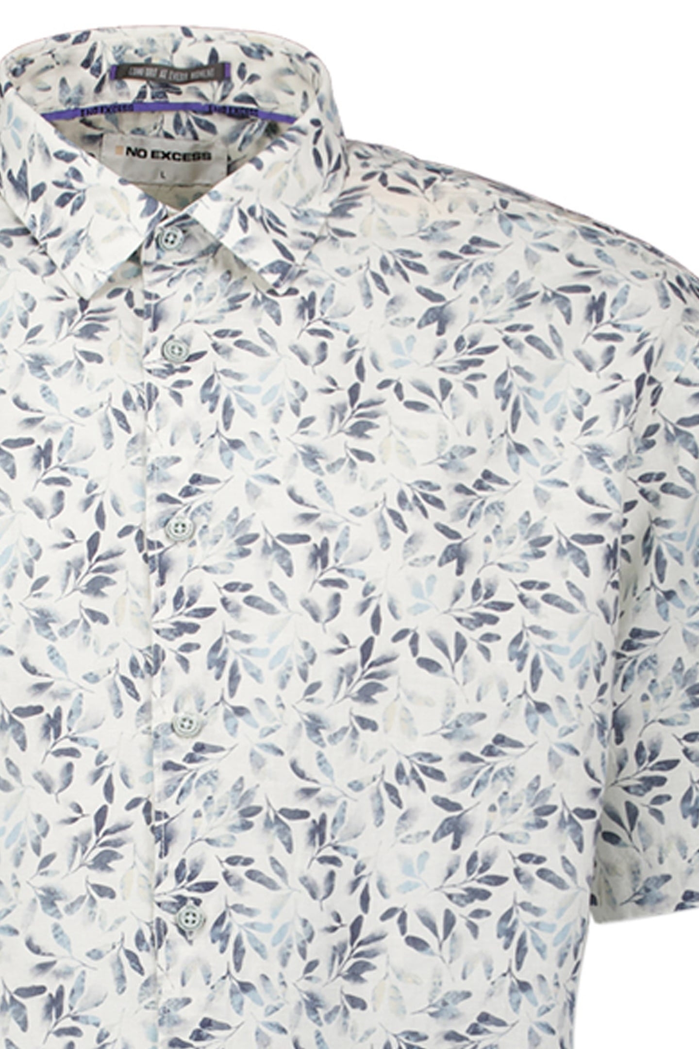 SHIRT SHORT SLEEVE ALLOVER PRINTED SLUB BLUE 3