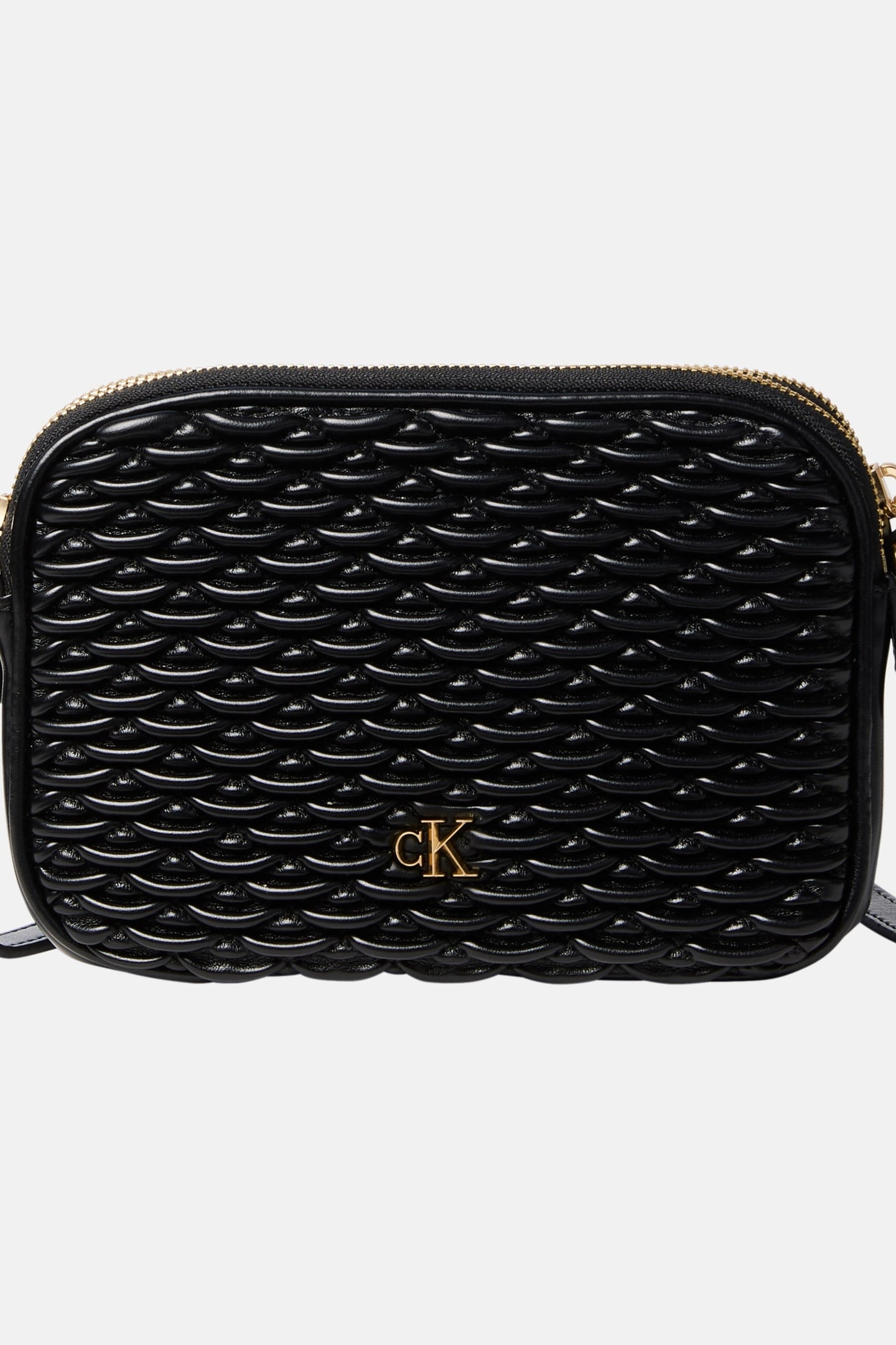 PLEATED DOUBLE ZIP CROSSOVER BAG BLACK 2