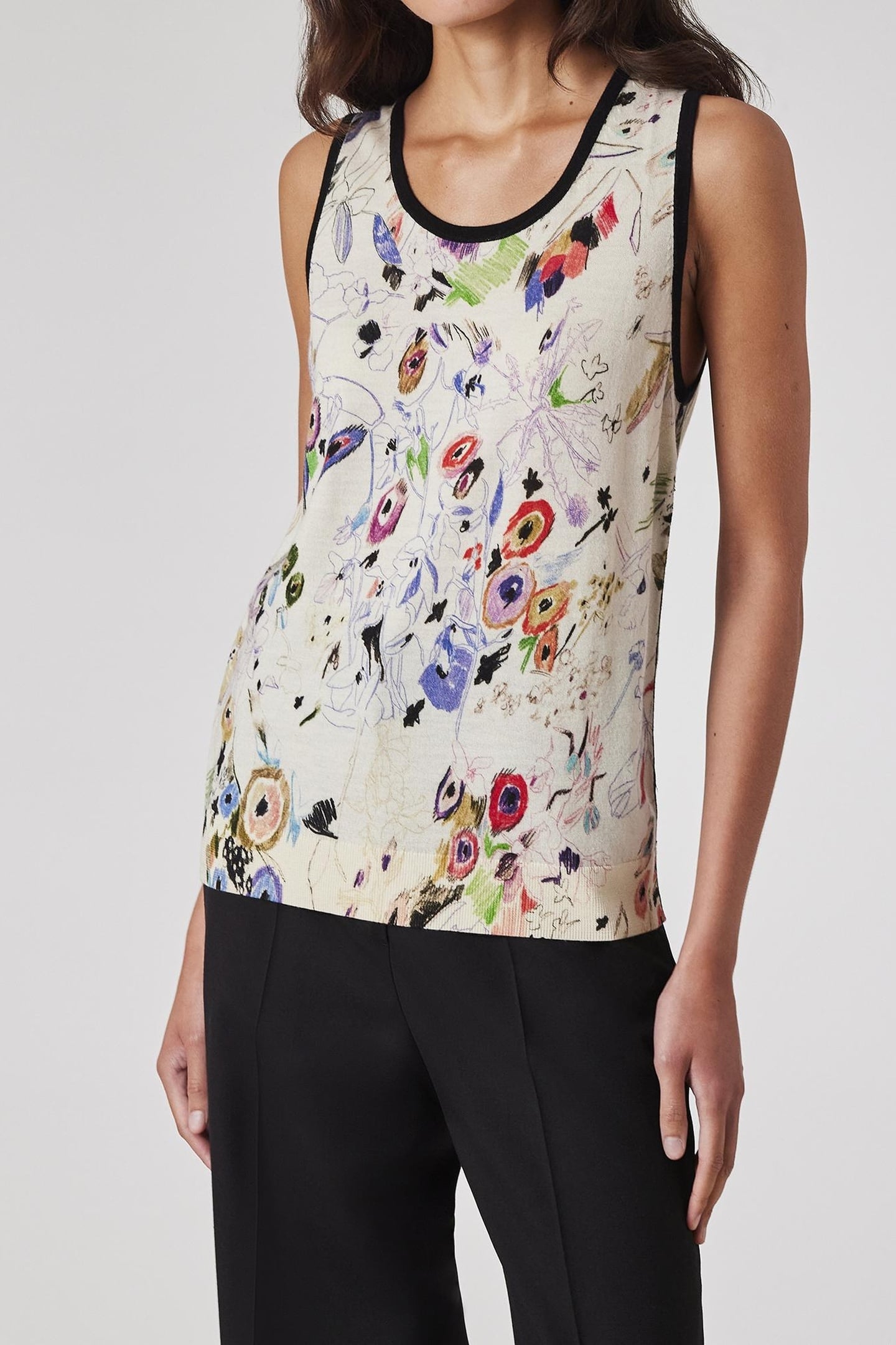 KNITTED SLEVELESS TOP IVORY 1