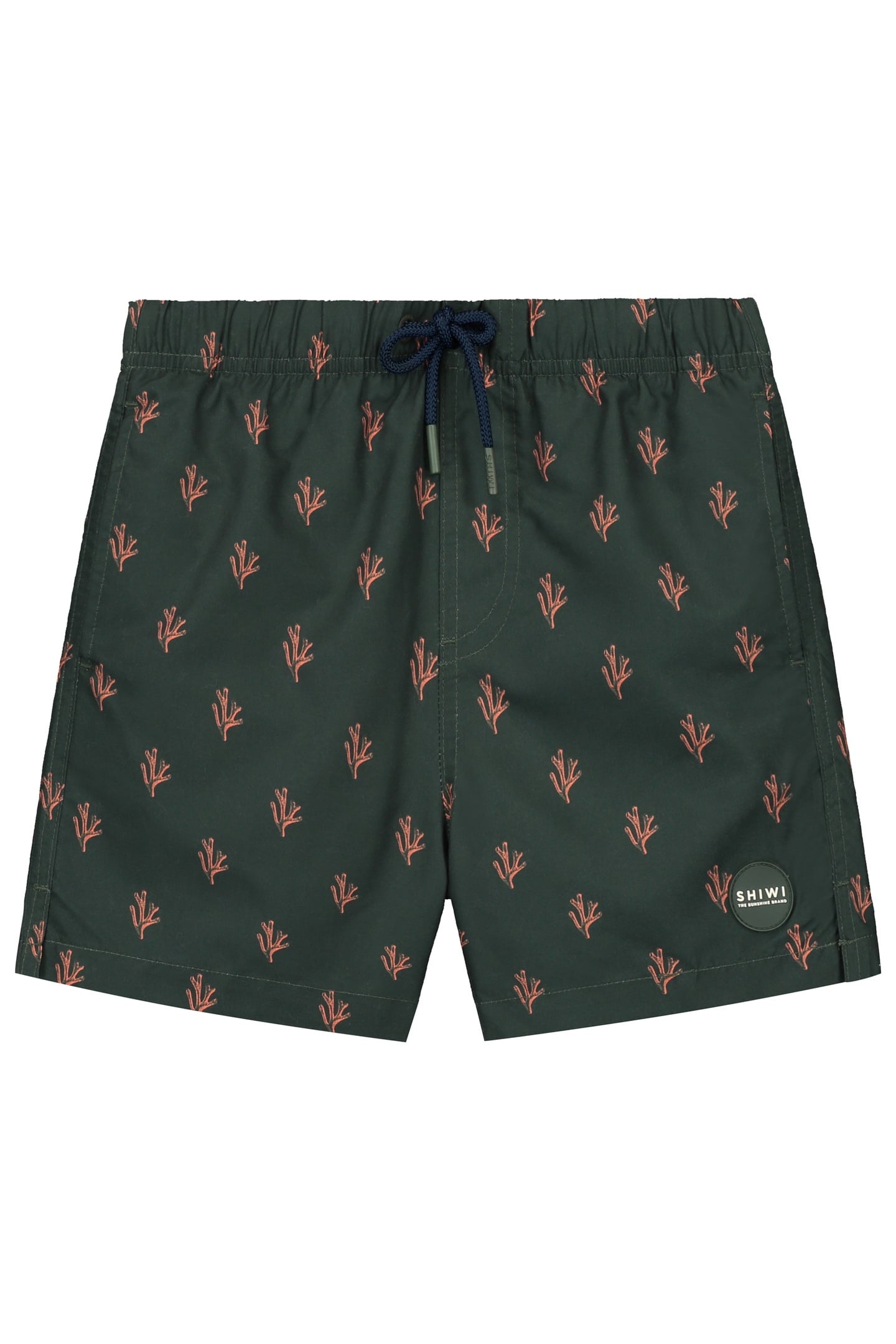 BOYS MILO SWIM SHORTS 4 INCH SKETCHED CORAL GREEN ORANGE SKE 1