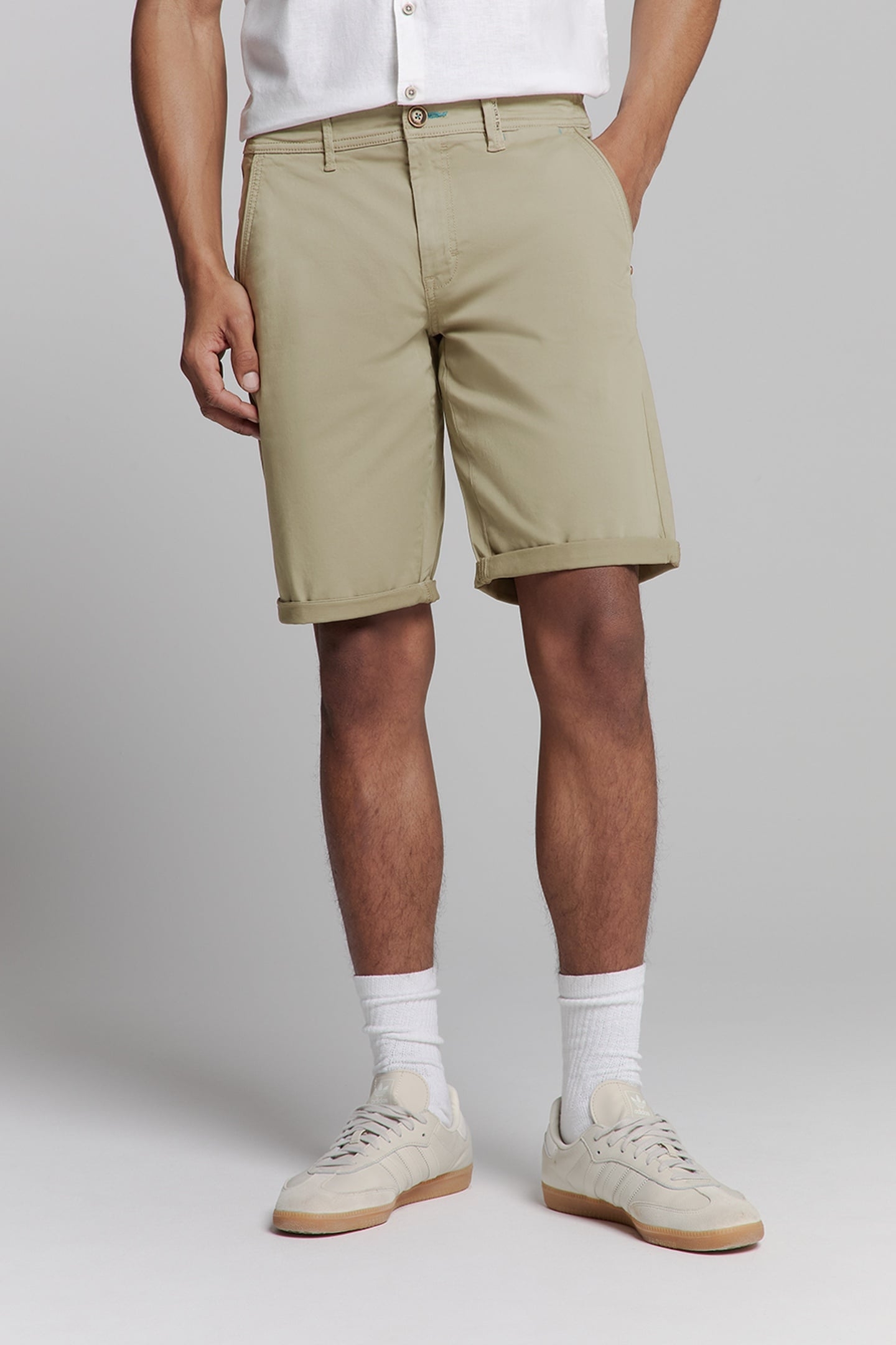 SHORT CHINO GARMENT DYED TWILL STRETCH LIGHT ARMY 1