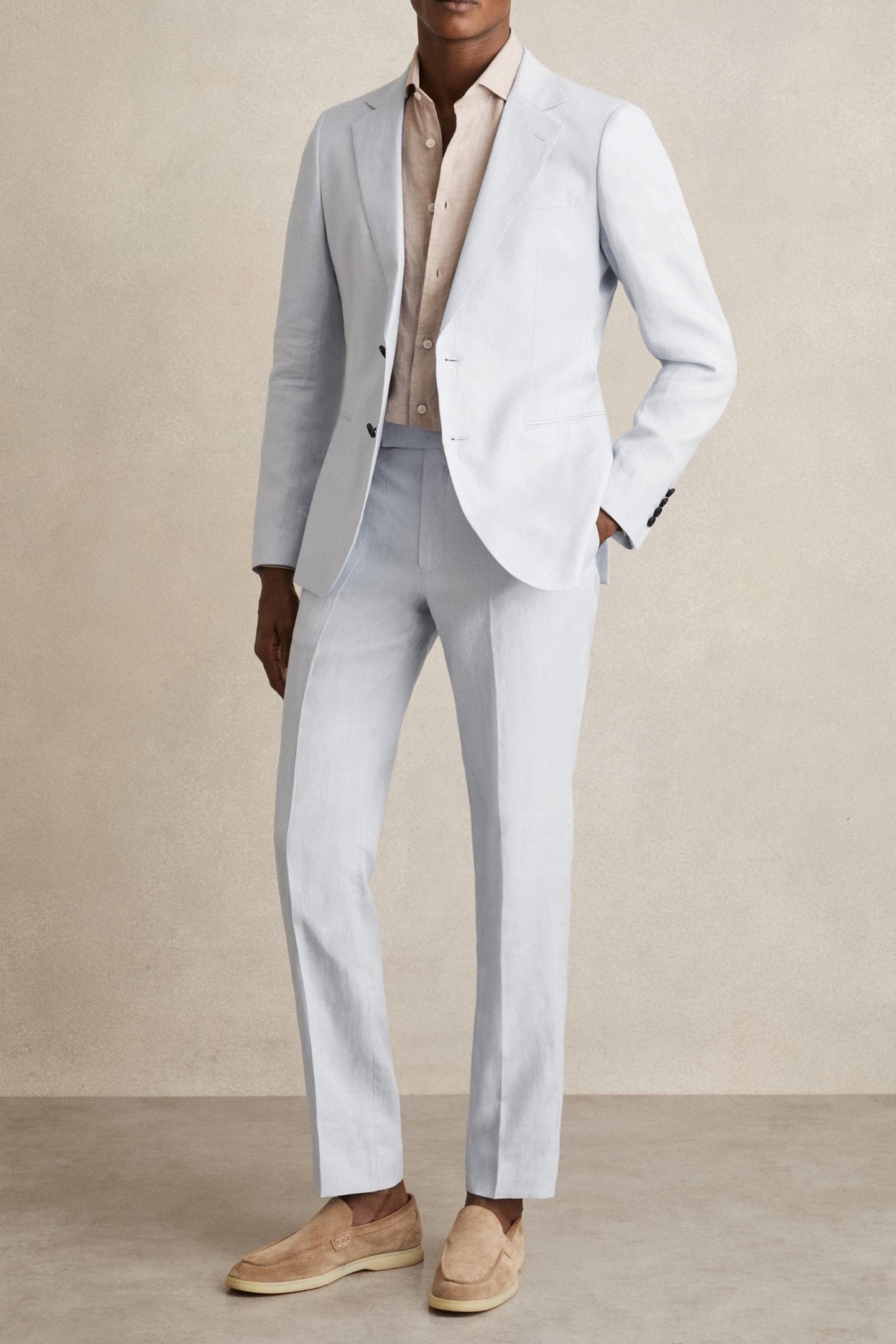 LINEN MIXER TROUSER SOFT BLUE 1