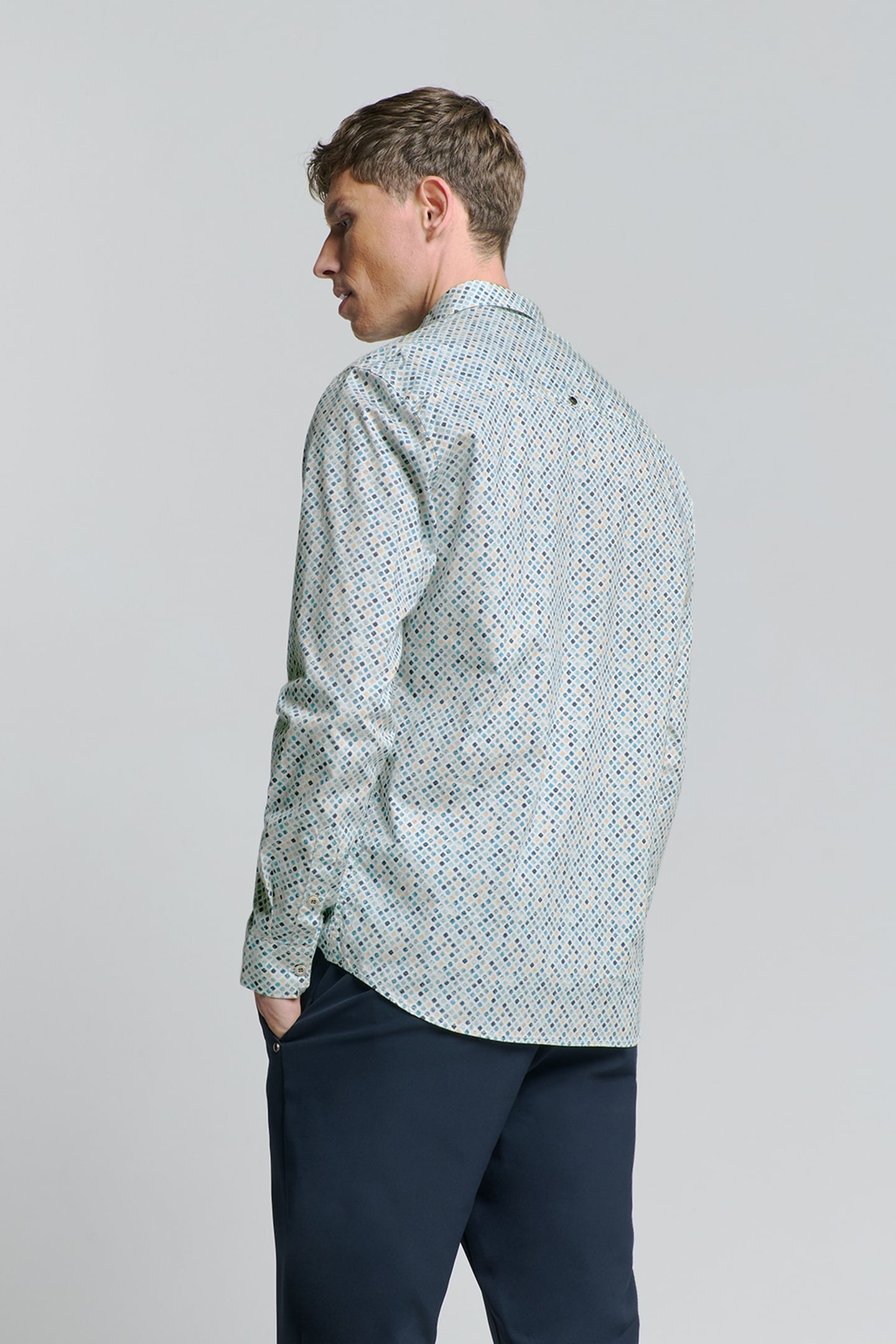 SHIRT STRETCH ALLOVER PRINTED SEABLUE 2